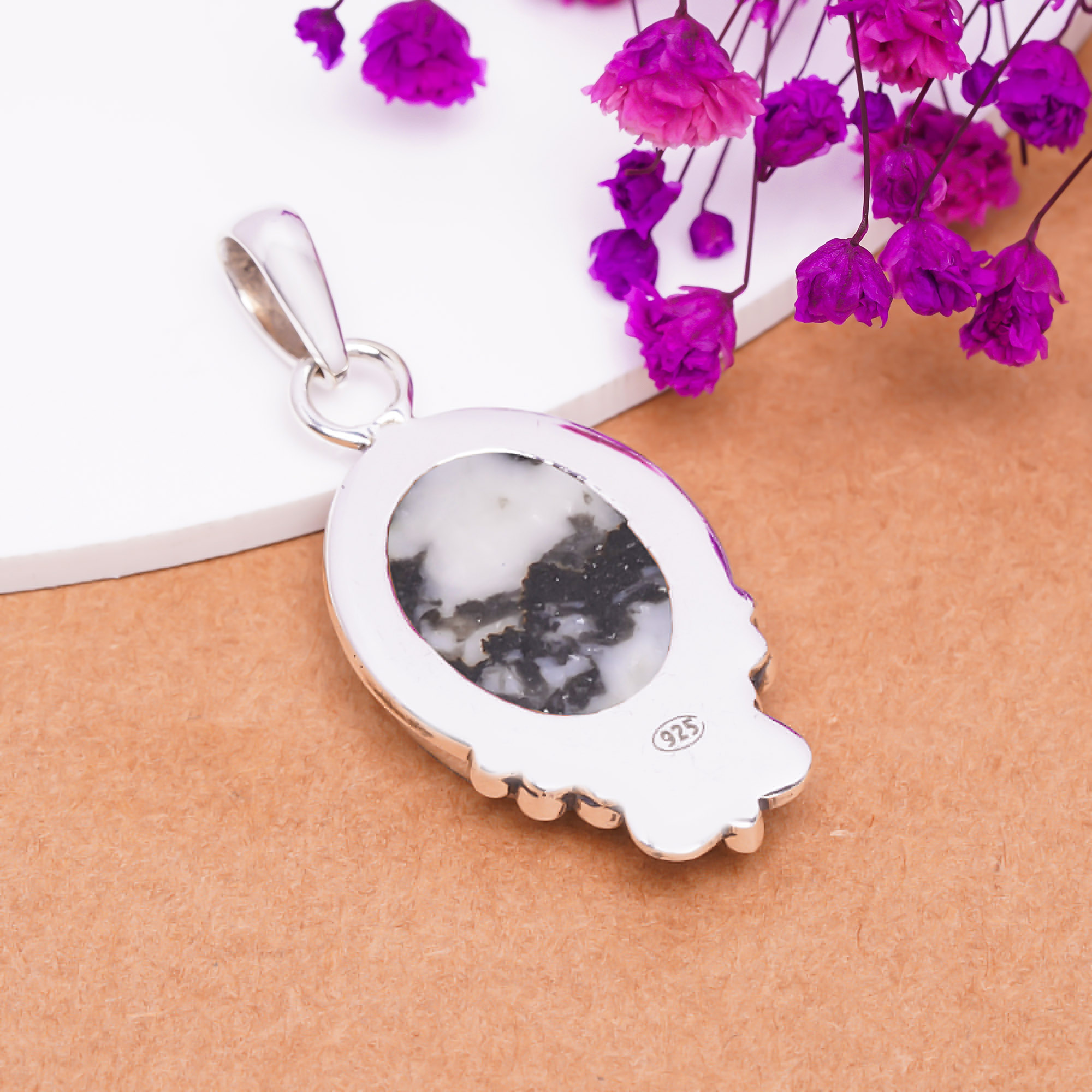 White Buffalo Turquoise - Nevada 925 Solid Sterling Silver Pendant