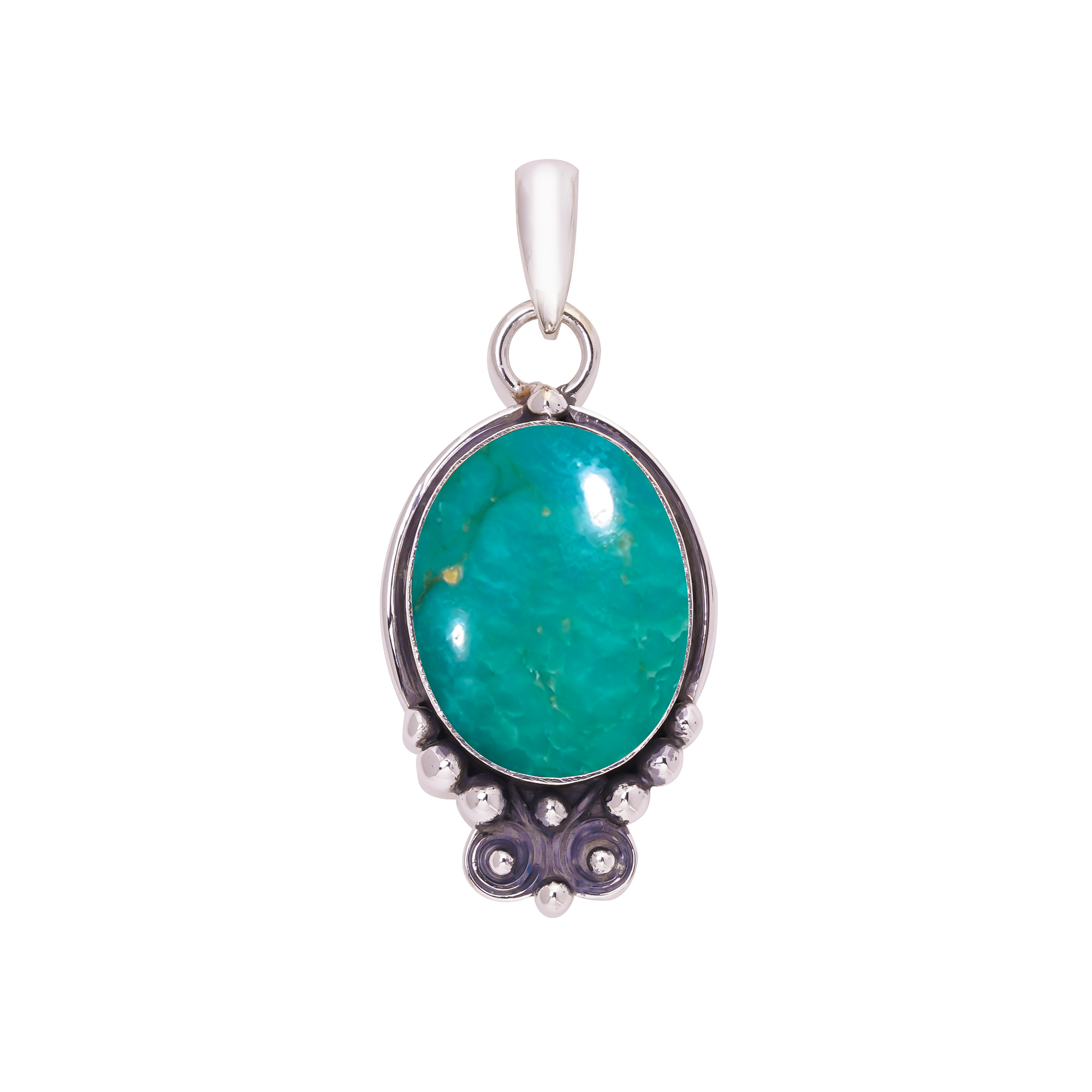 Turquoise - Tibet 925 Solid Sterling Silver Pendant