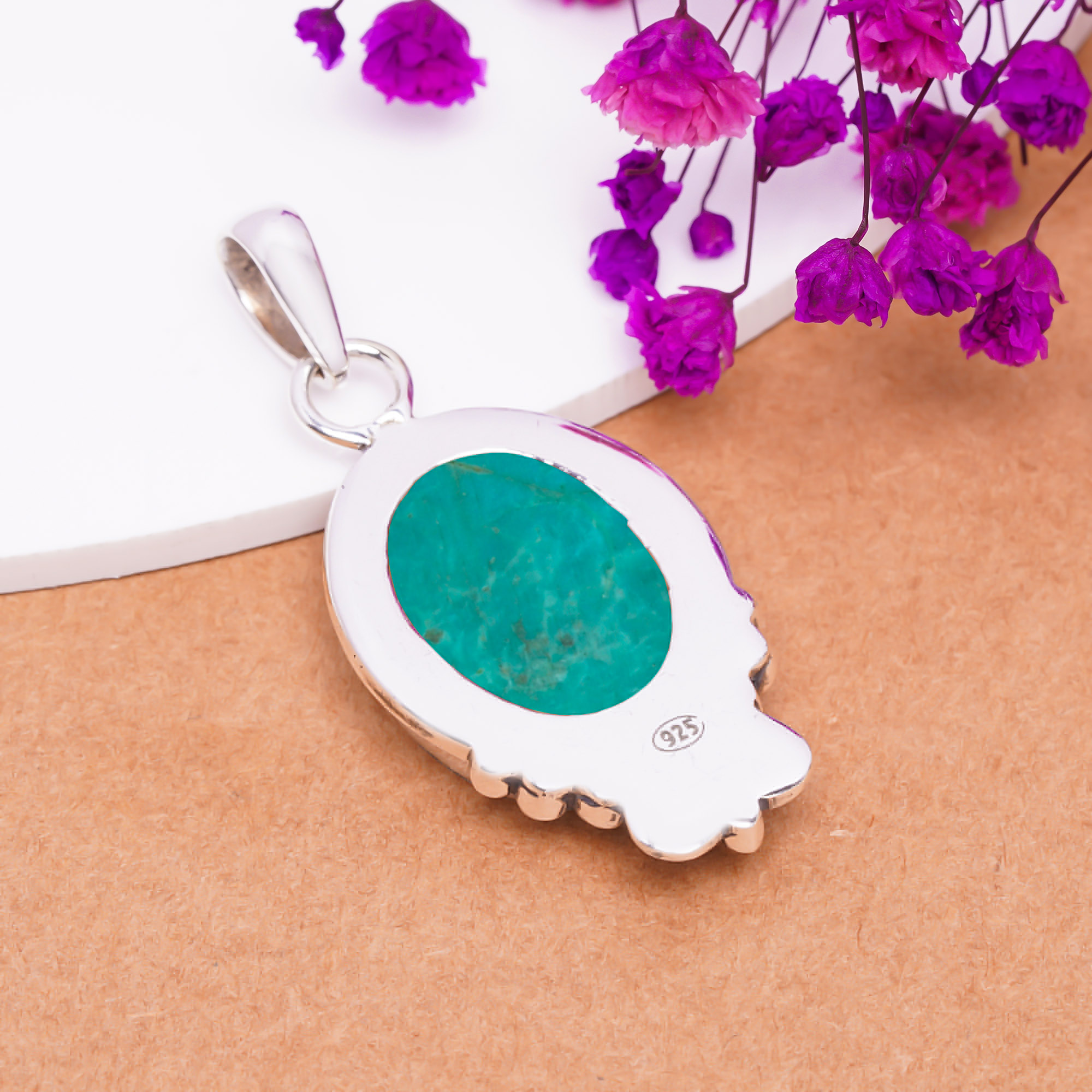 Turquoise - Tibet 925 Solid Sterling Silver Pendant
