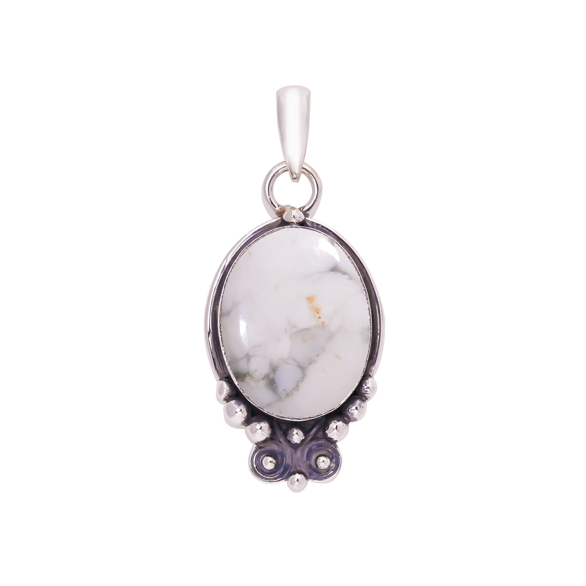 Natural White Howlite - United States 925 Solid Sterling Silver Pendant