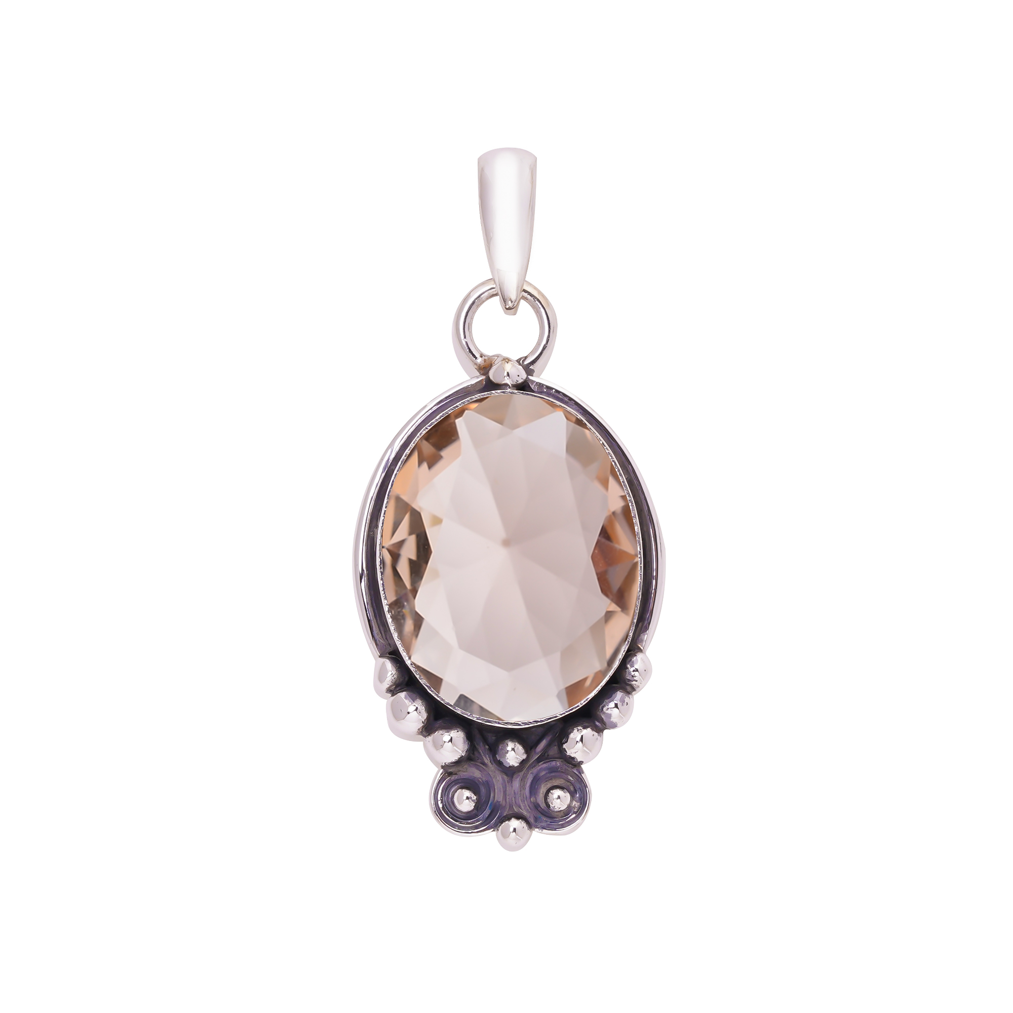 Morganite - Simulated 925 Solid Sterling Silver Pendant