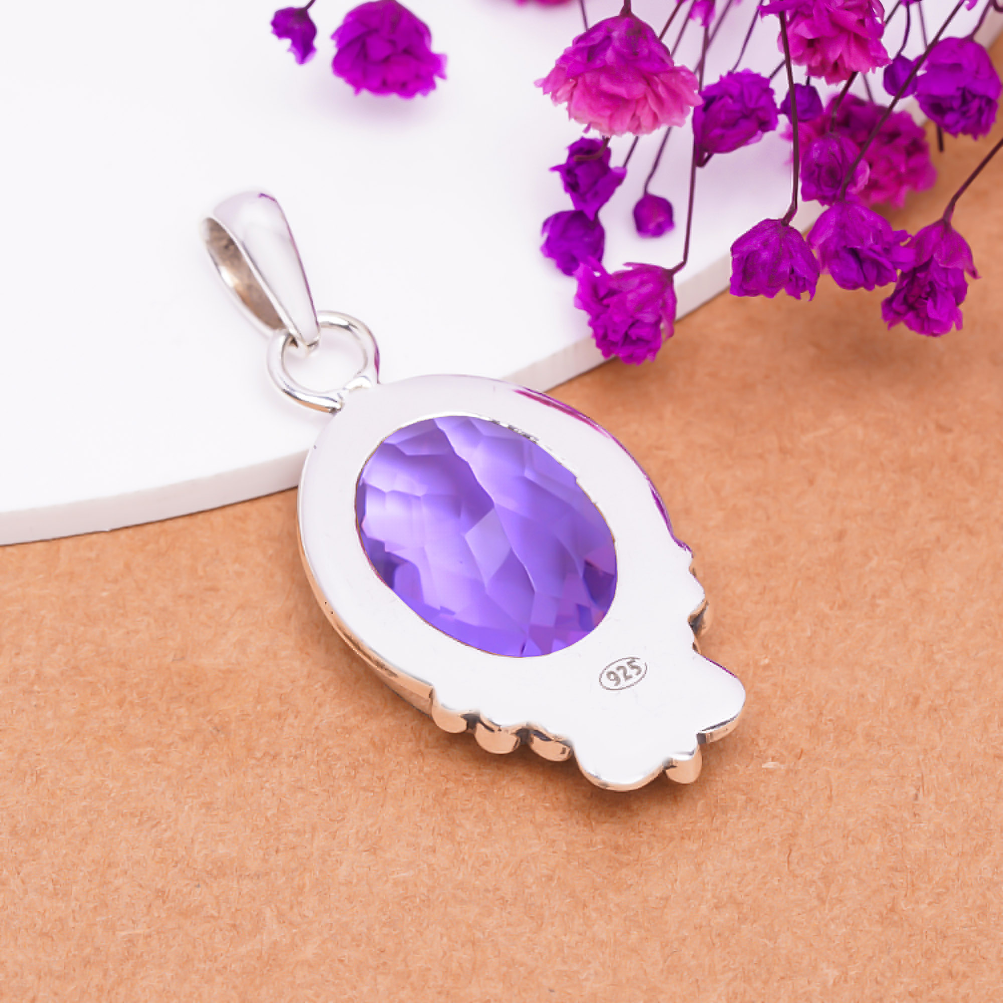 Colour Changing Alexandrite - Simulated 925 Solid Sterling Silver Pendant