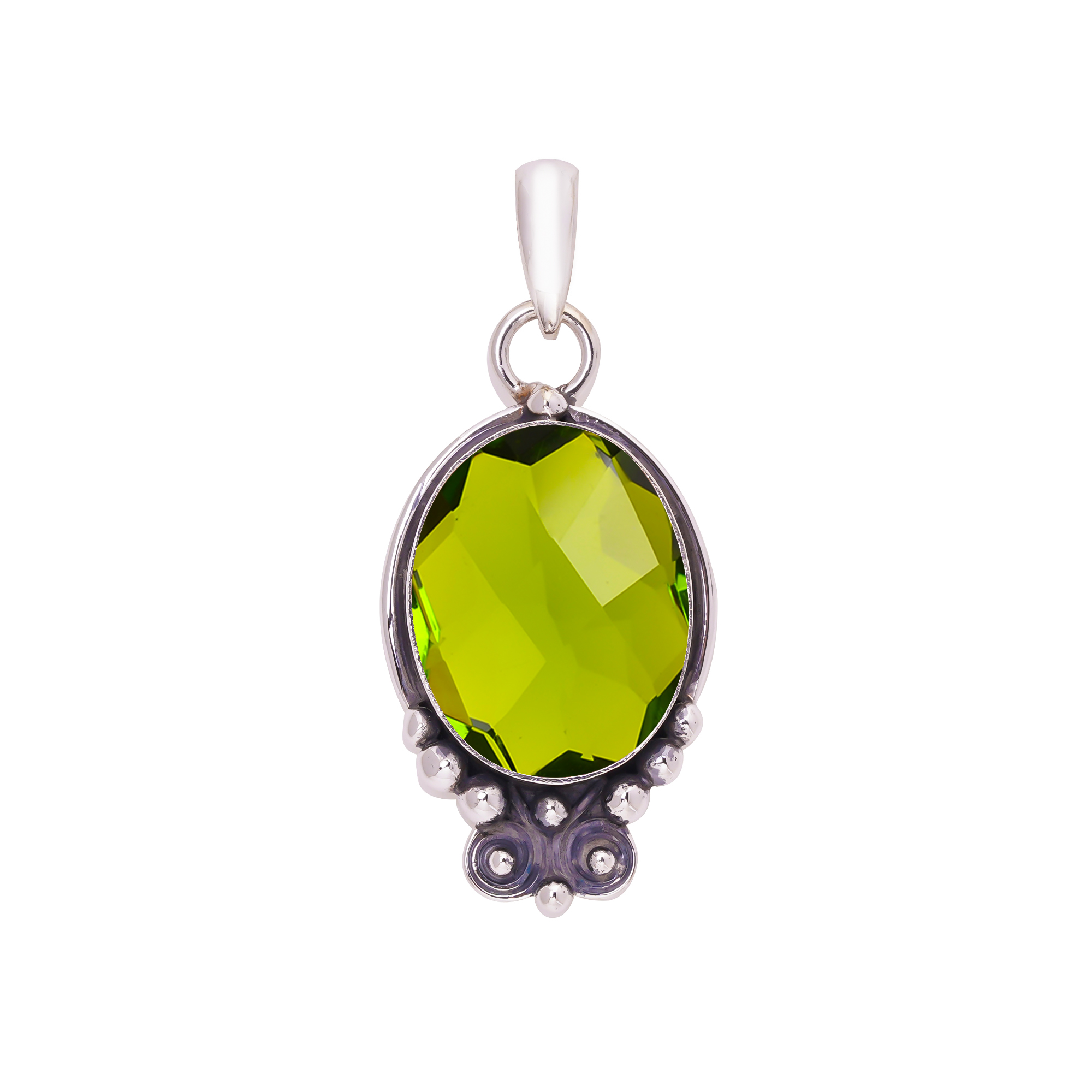Peridot - Simulated 925 Solid Sterling Silver Pendant