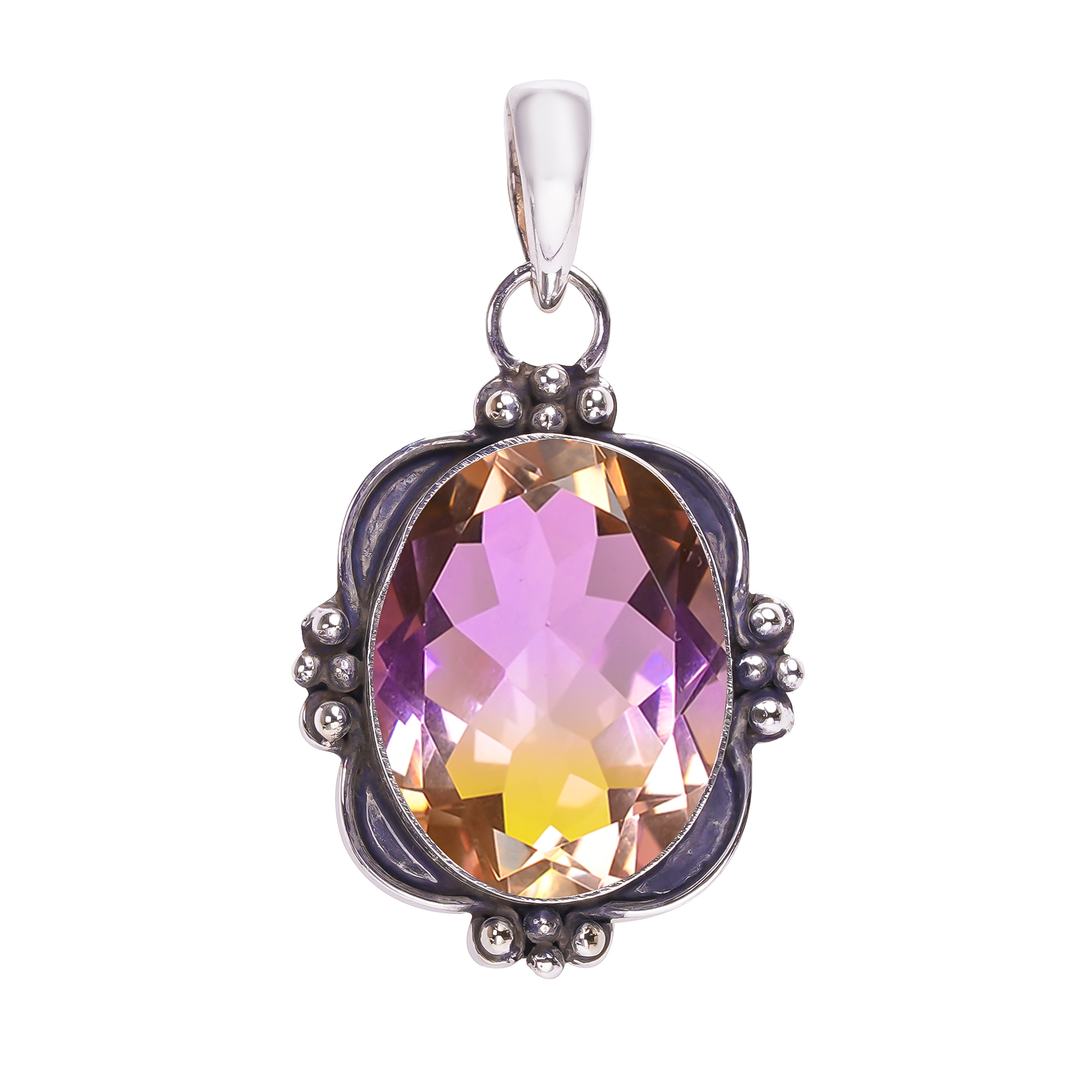 Bi-Colour Tourmaline - Simulated 925 Solid Sterling Silver Pendant