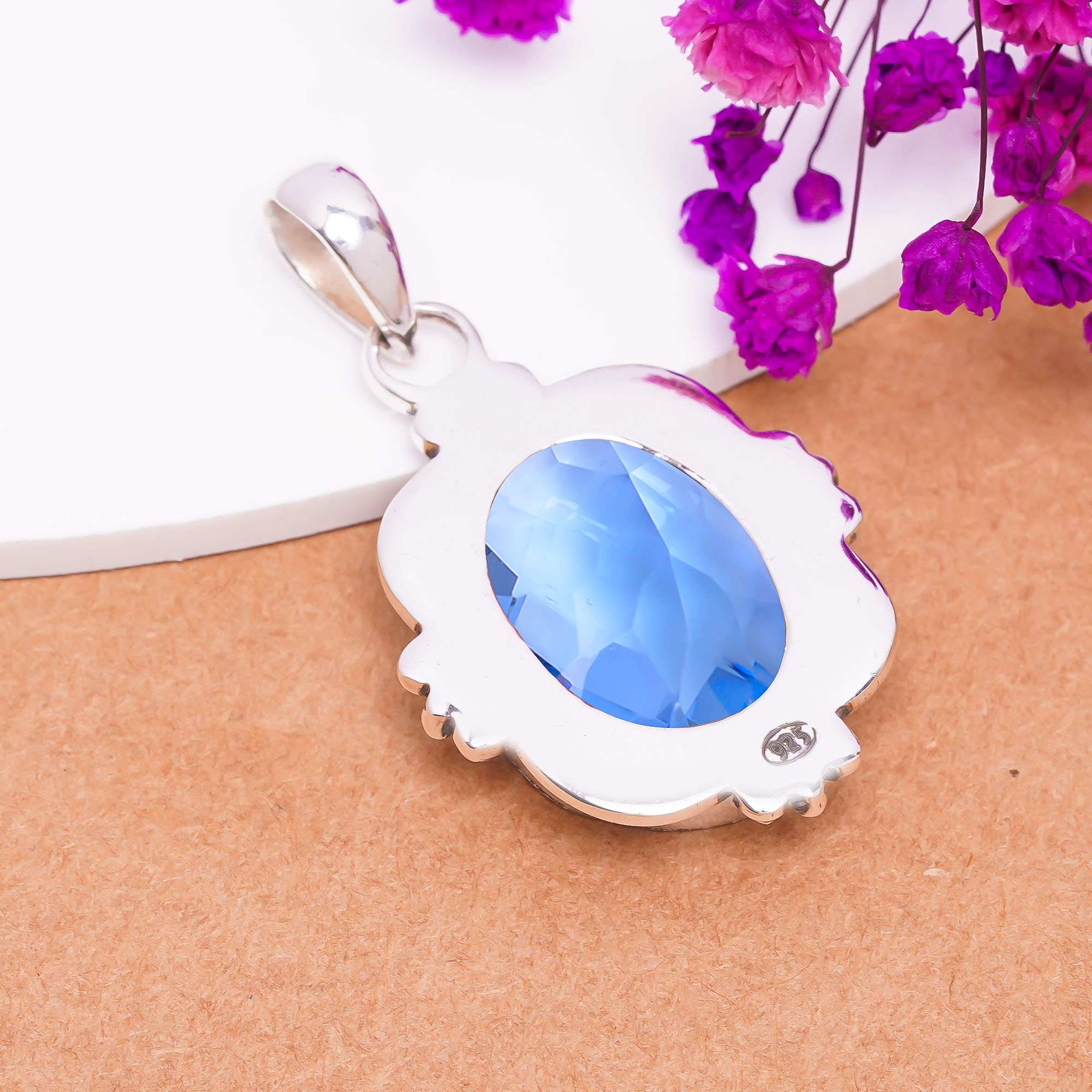 Tanzanite - Simulated 925 Solid Sterling Silver Pendant