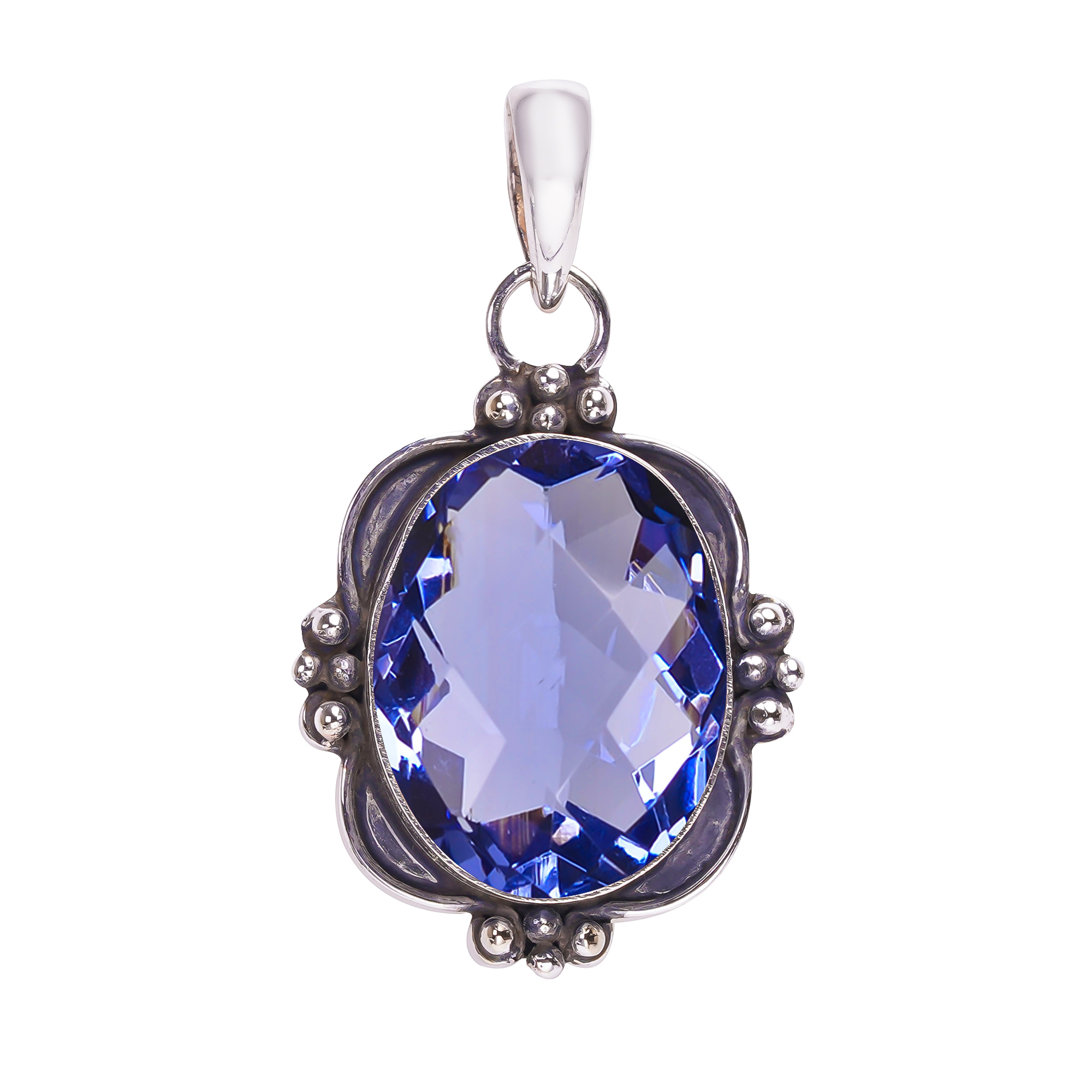 Iolite - Simulated 925 Solid Sterling Silver Pendant