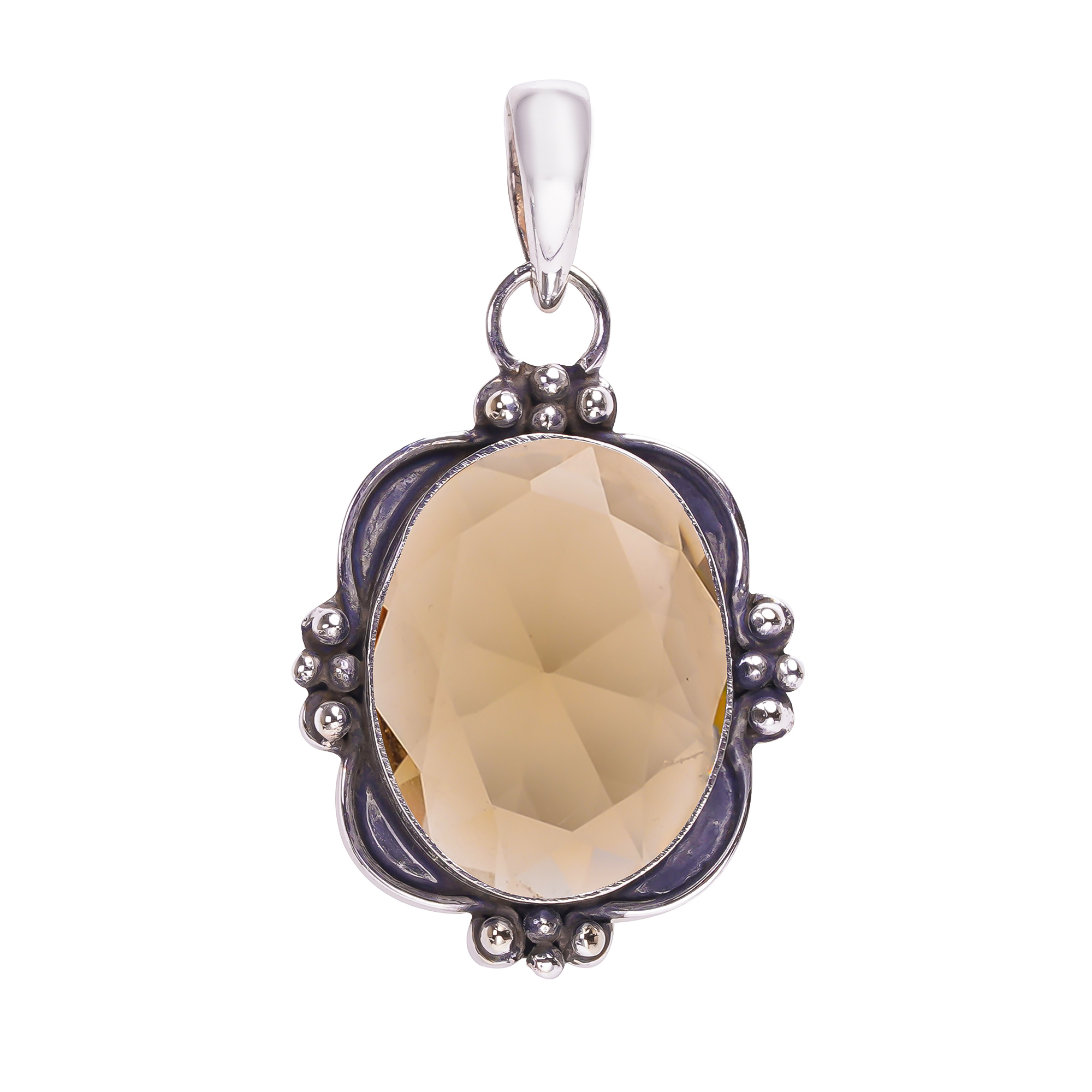 Smokey - Simulated 925 Solid Sterling Silver Pendant
