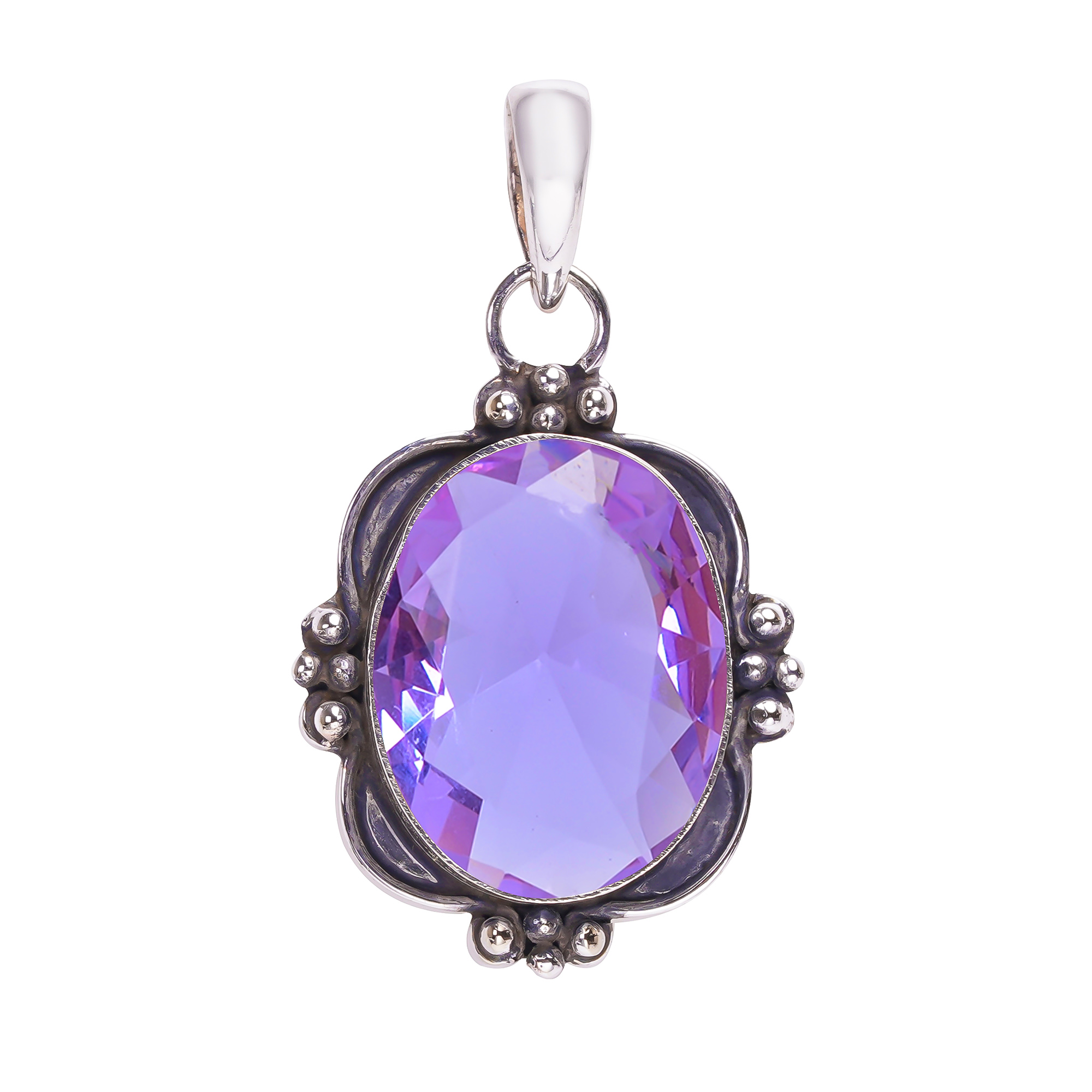 Colour Changing Alexandrite - Simulated 925 Solid Sterling Silver Pendant