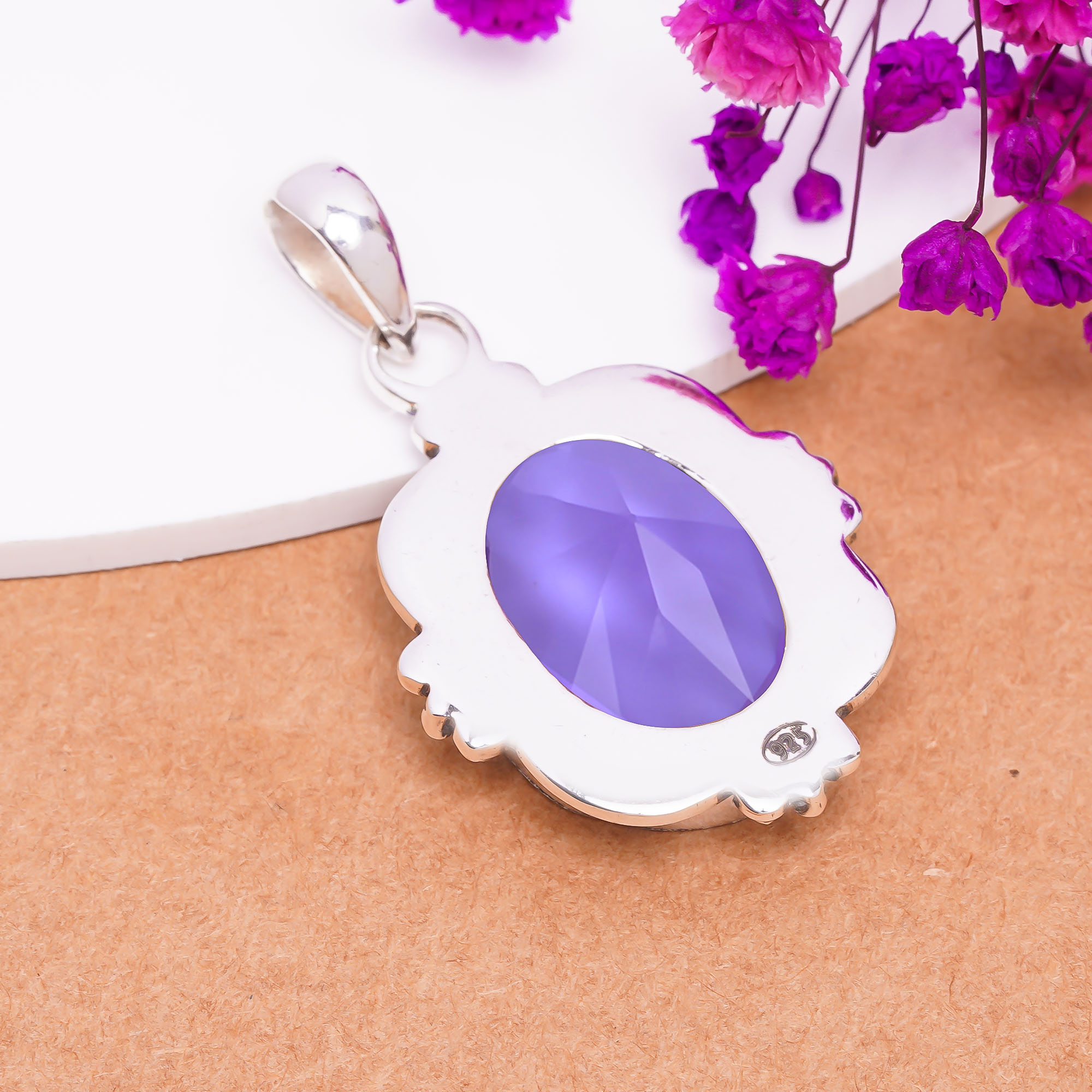 Colour Changing Alexandrite - Simulated 925 Solid Sterling Silver Pendant
