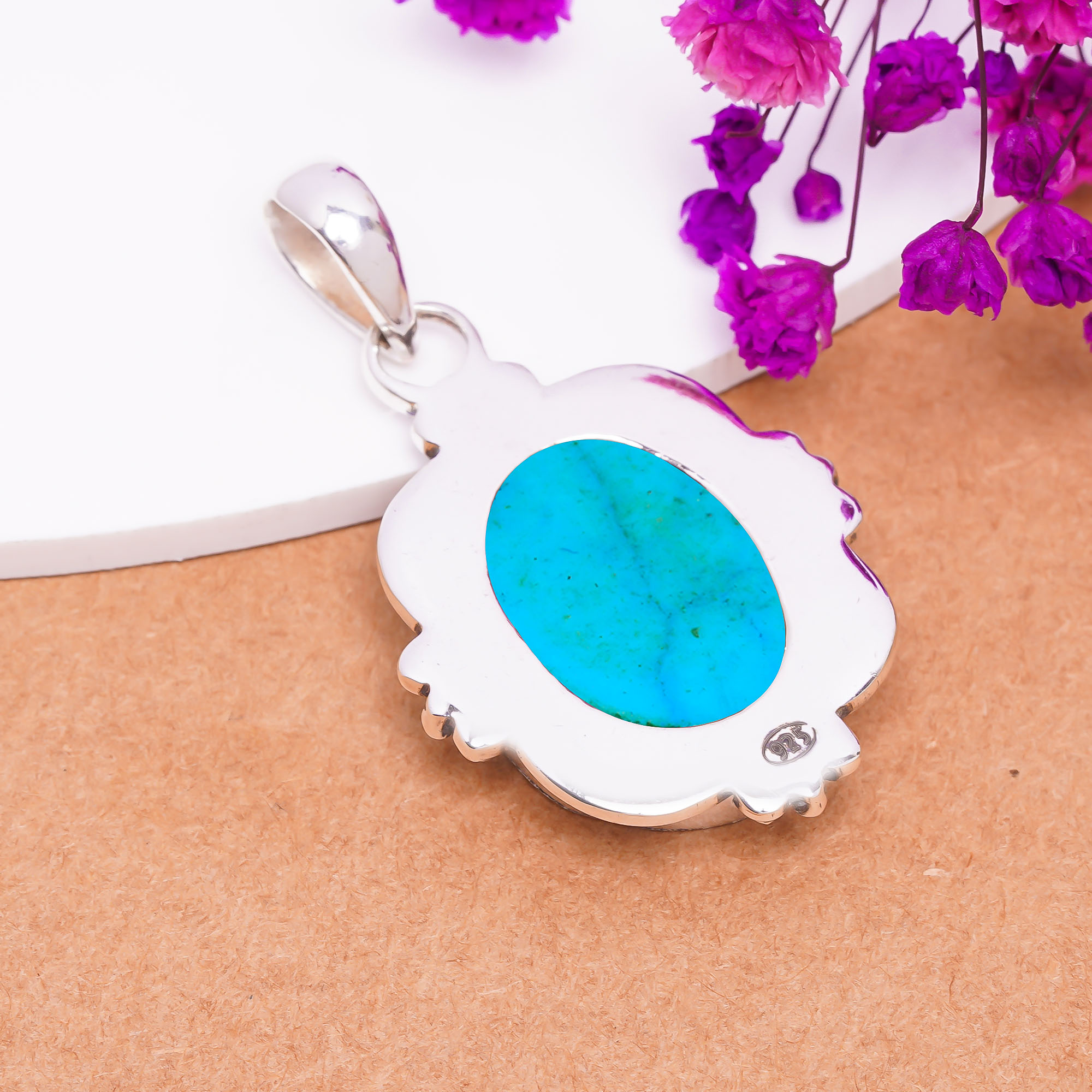 Magnesite Turquoise 925 Solid Sterling Silver Pendant