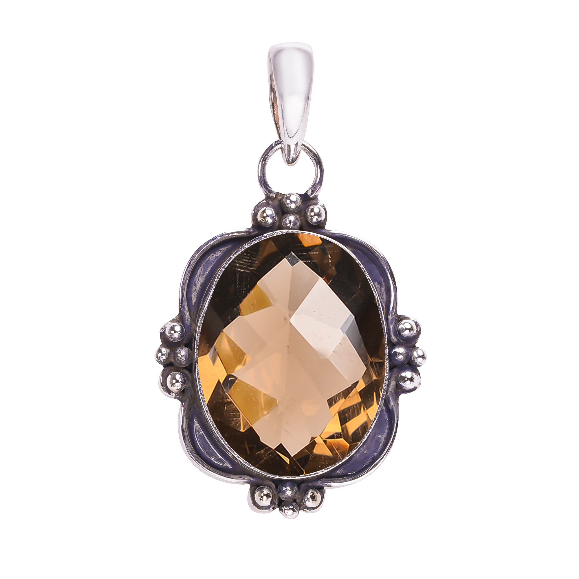 Smokey - Simulated 925 Solid Sterling Silver Pendant
