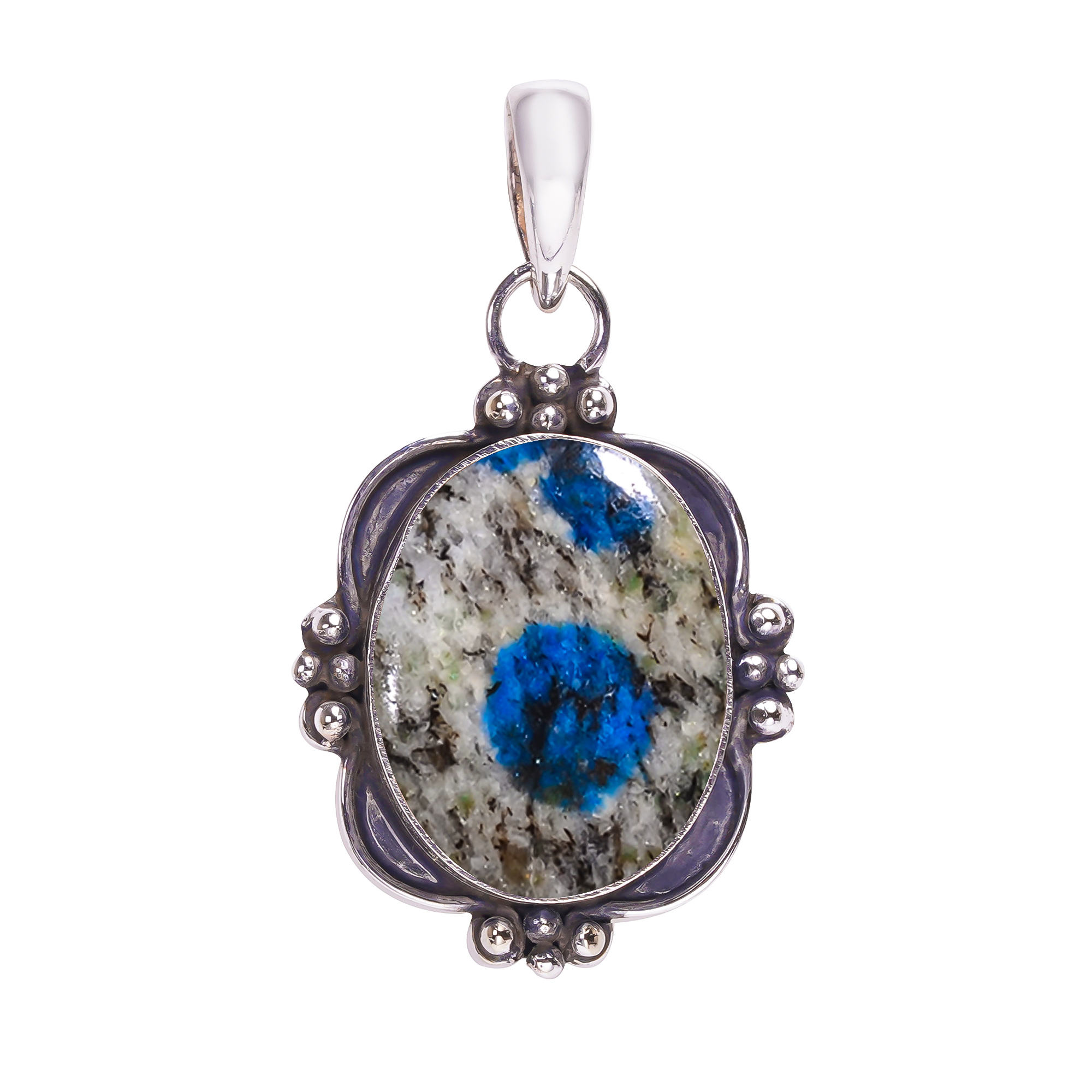 K2 Blue Azurite - Pakistan 925 Solid Sterling Silver Pendant