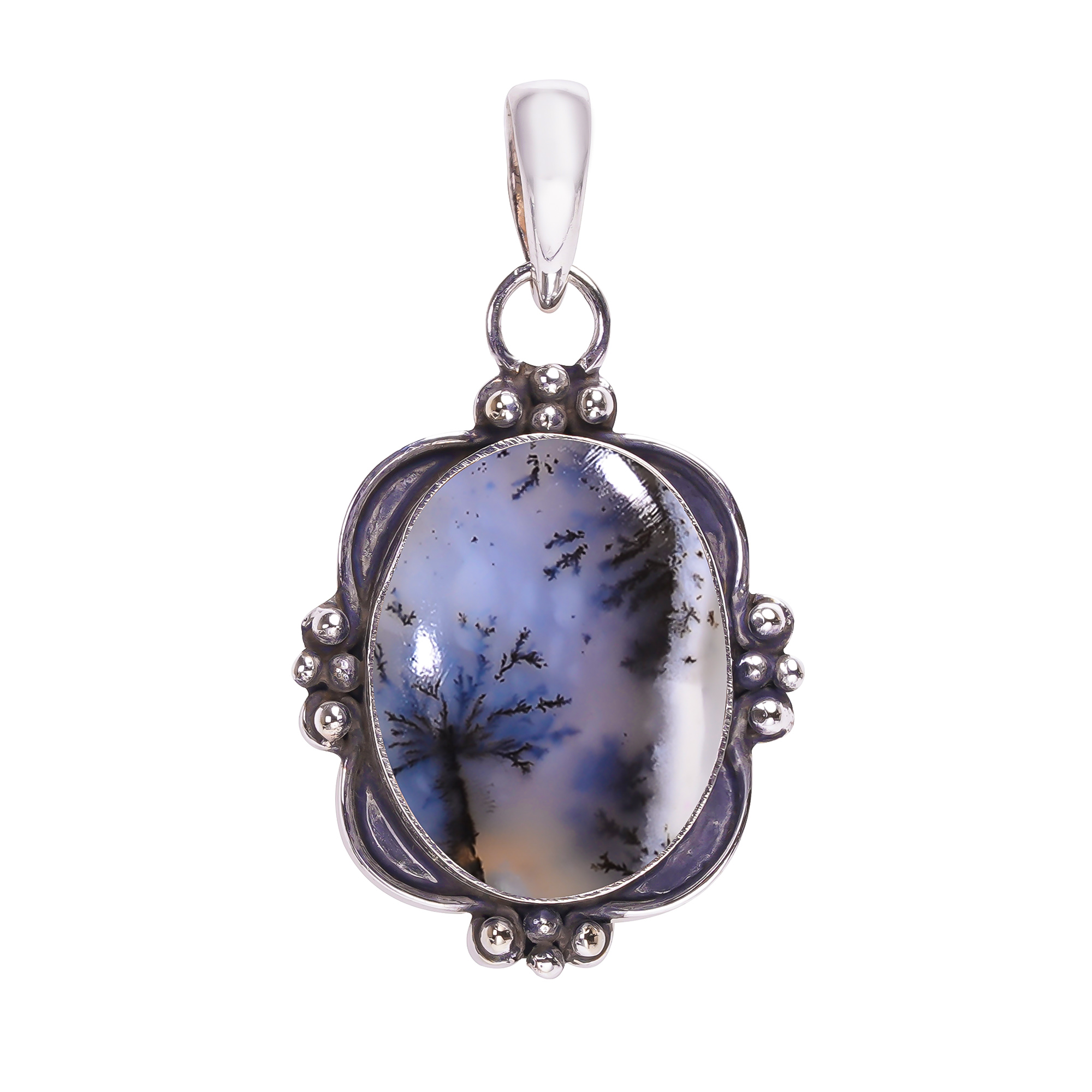 Dendritic Agate - Brazil 925 Solid Sterling Silver Pendant