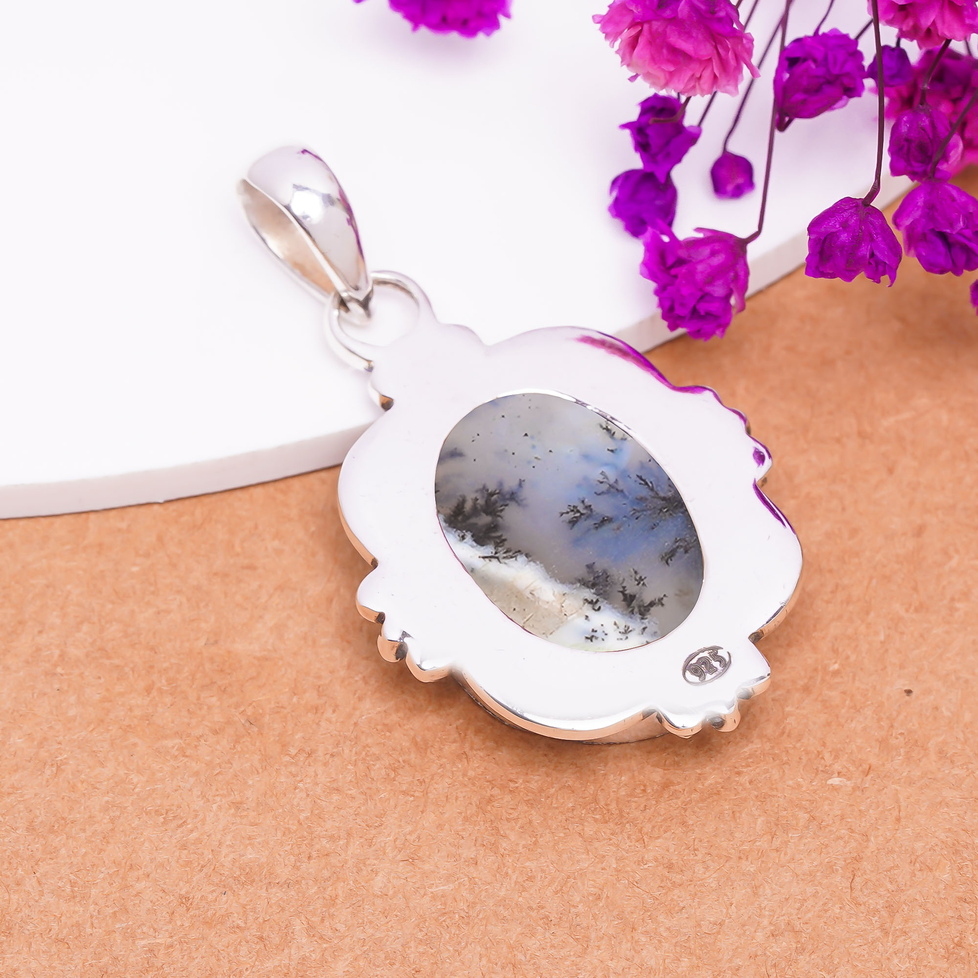 Dendritic Agate - Brazil 925 Solid Sterling Silver Pendant
