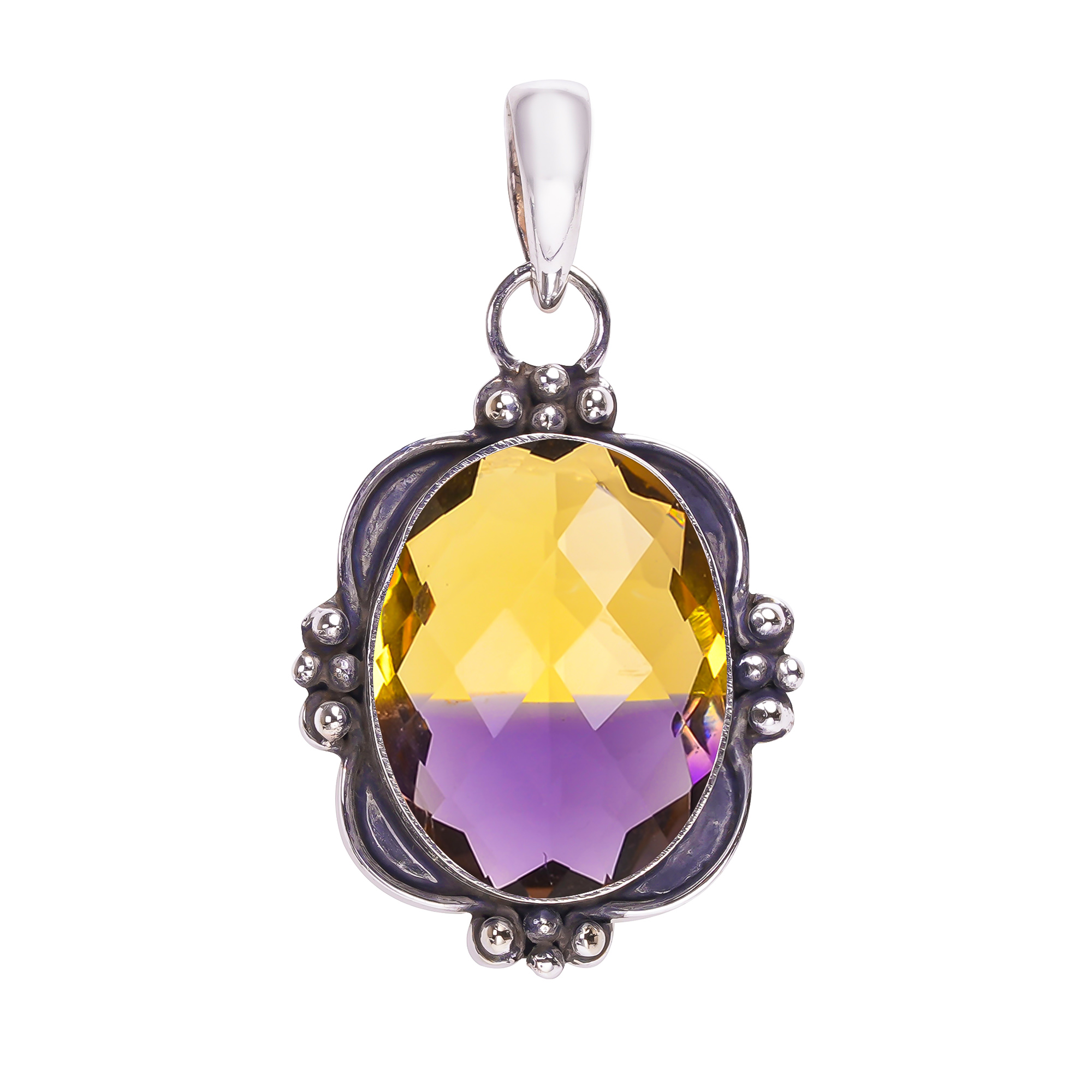 Ametrine - Simulated 925 Solid Sterling Silver Pendant
