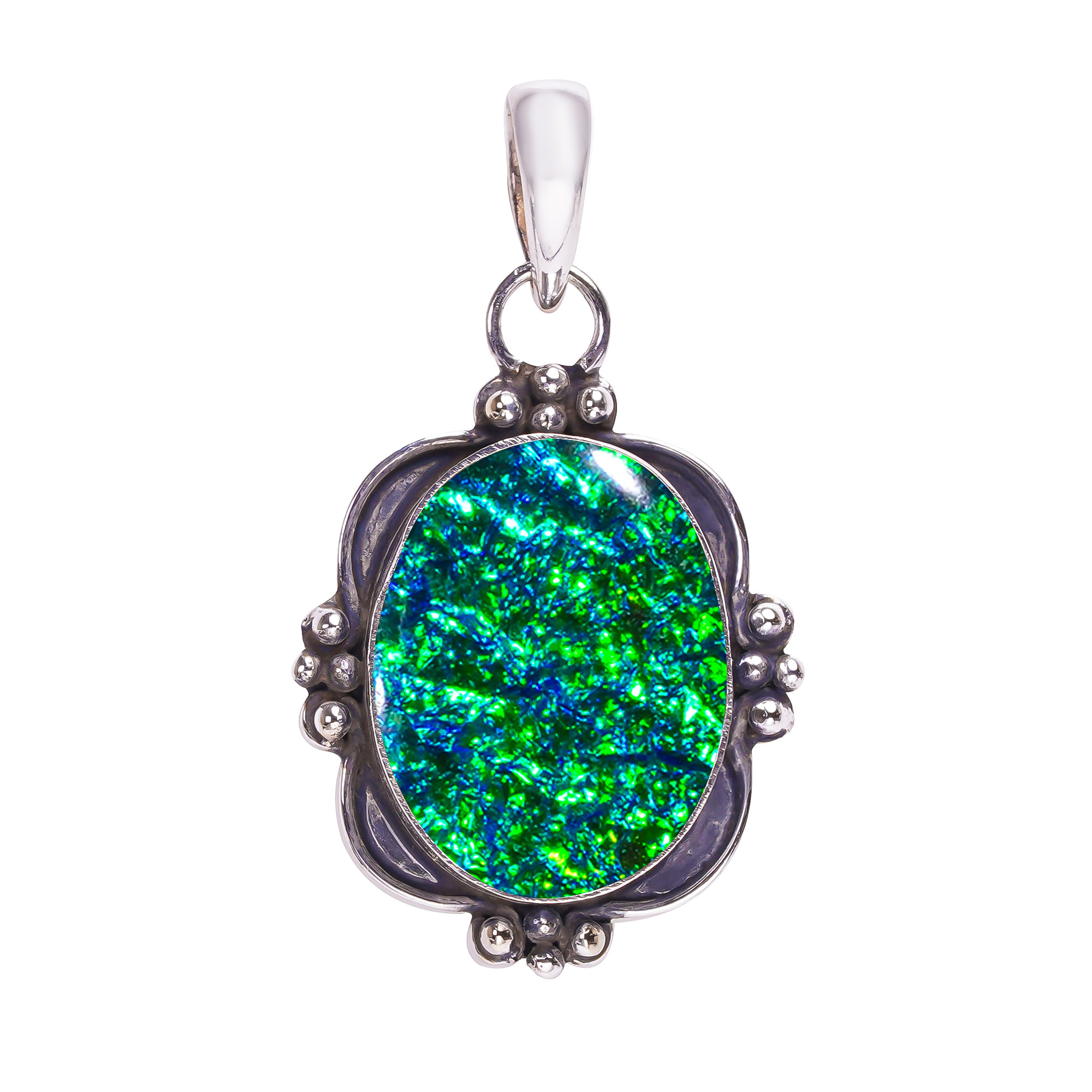 Triplet Opal - Simulated 925 Solid Sterling Silver Pendant