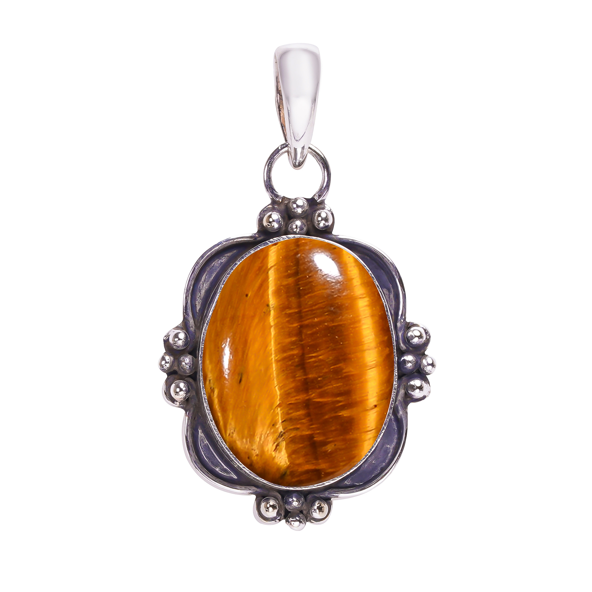 Yellow Tiger Eye - South Africa 925 Solid Sterling Silver Pendant
