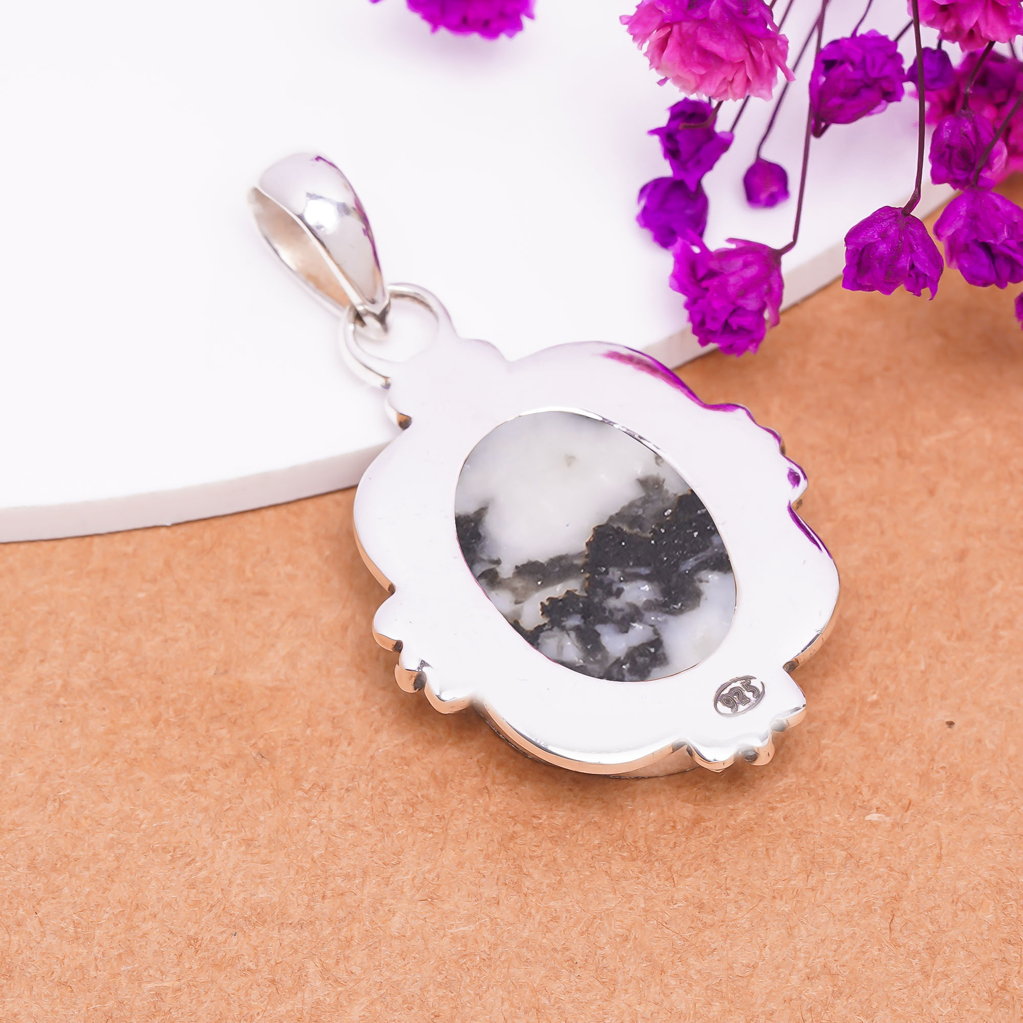 White Buffalo Turquoise - Nevada 925 Solid Sterling Silver Pendant