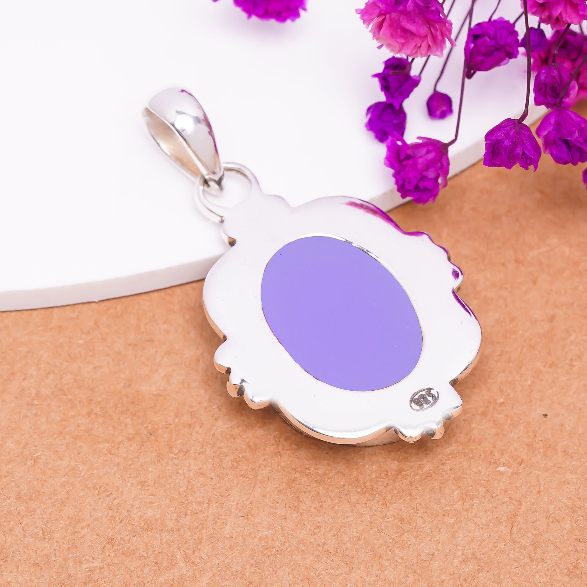 Aqua Chalcedony - Simulated 925 Solid Sterling Silver Pendant
