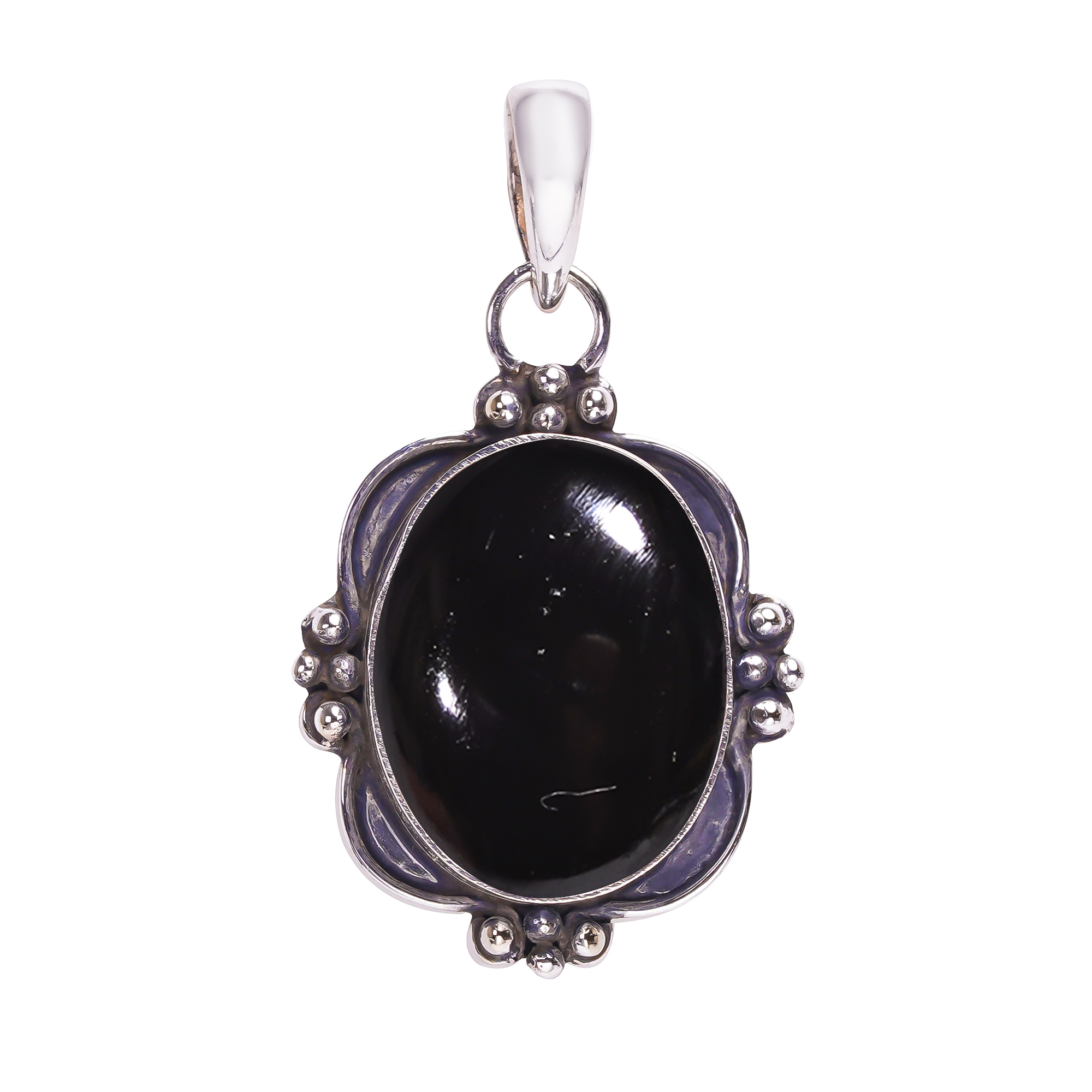 Black Onyx - Brazil 925 Solid Sterling Silver Pendant