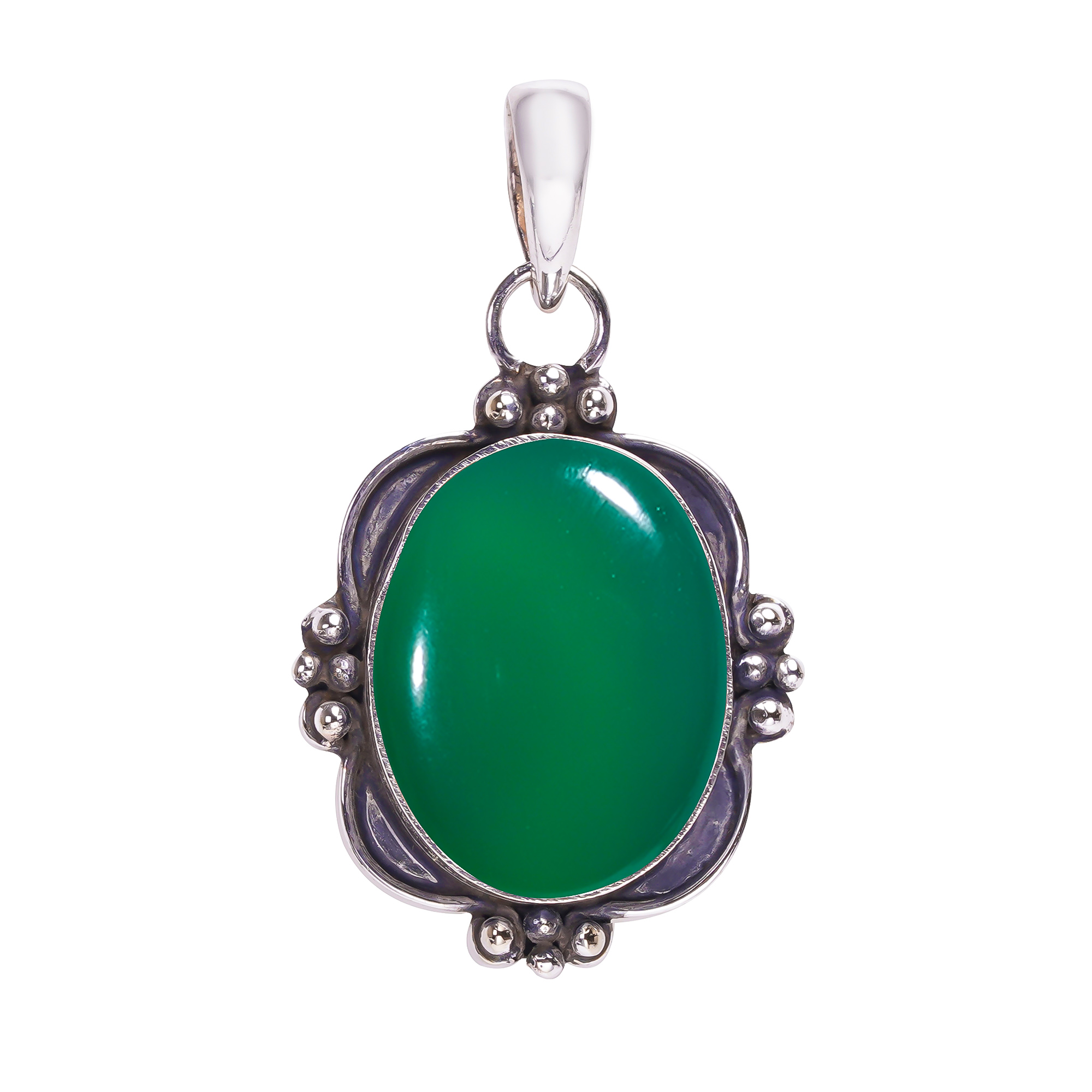 Green Onyx 925 Solid Sterling Silver Pendant