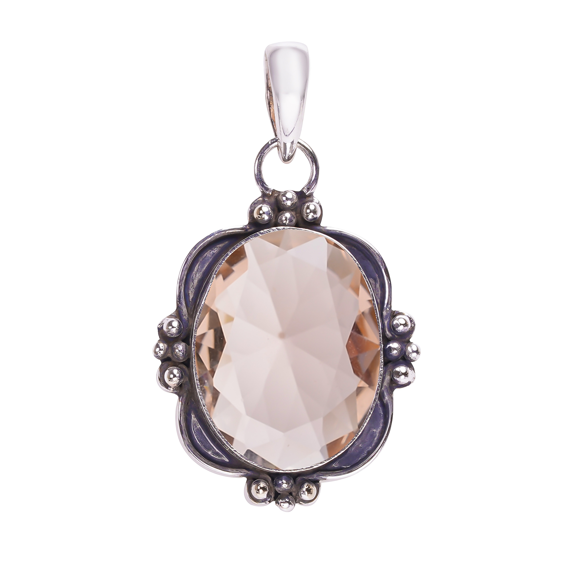 Morganite - Simulated 925 Solid Sterling Silver Pendant