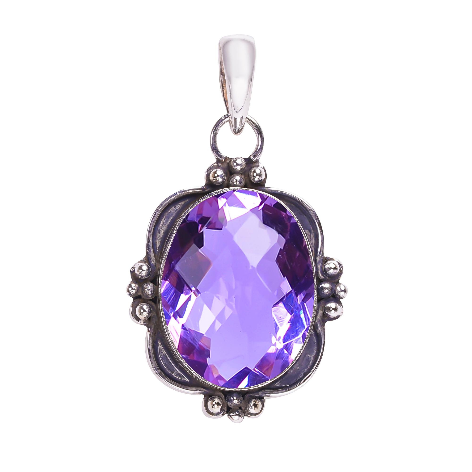 Colour Changing Alexandrite - Simulated 925 Solid Sterling Silver Pendant