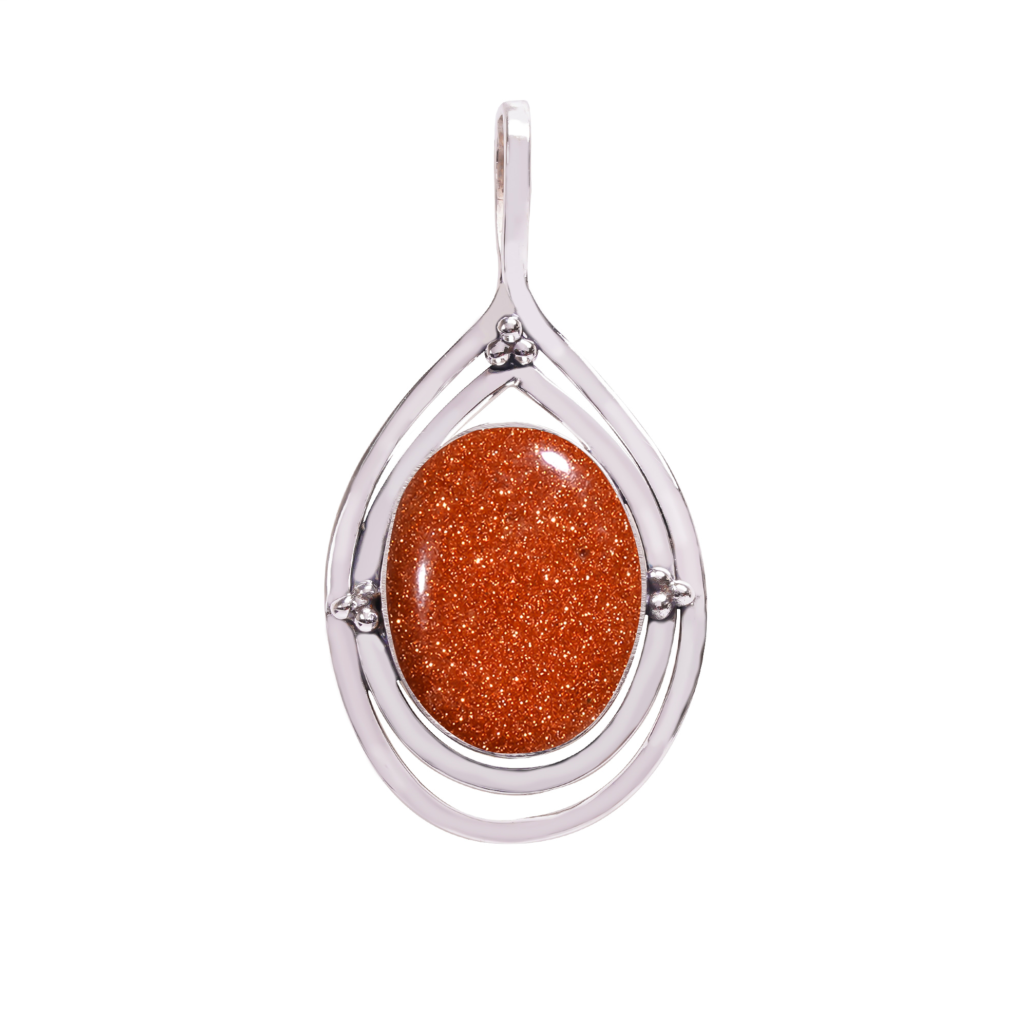 Golden Sunstone - Simulated 925 Solid Sterling Silver Pendant