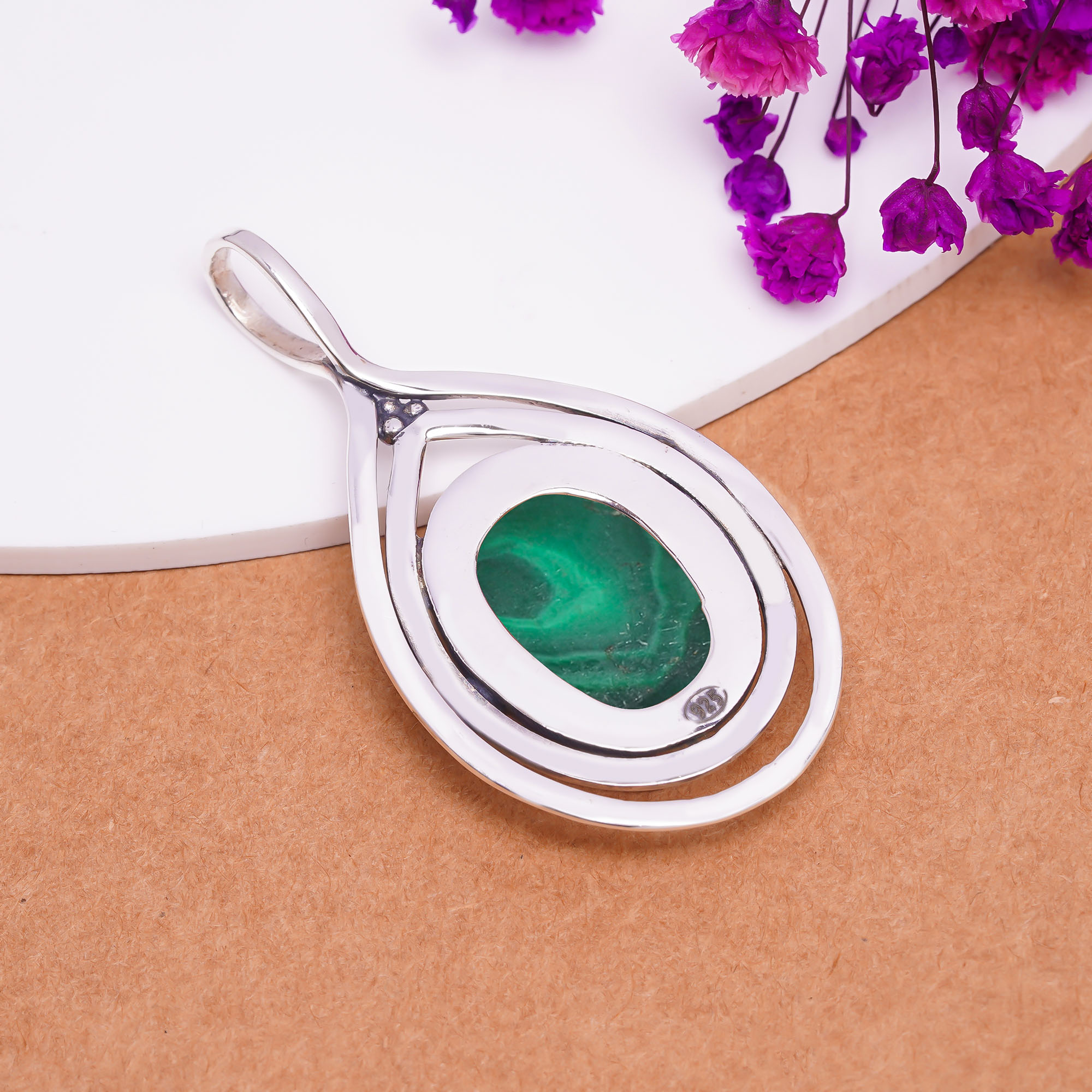 Malachite - Congo 925 Solid Sterling Silver Pendant