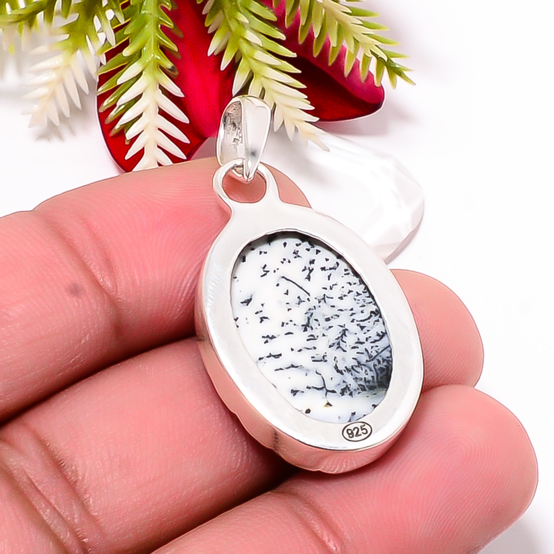 Dendritic Agate - Brazil 925 Solid Sterling Silver Pendant