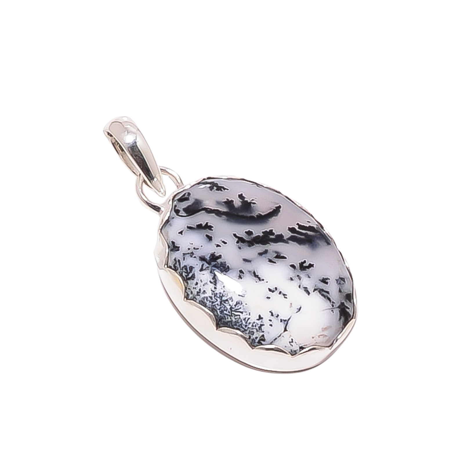 Dendritic Agate - Brazil 925 Solid Sterling Silver Pendant