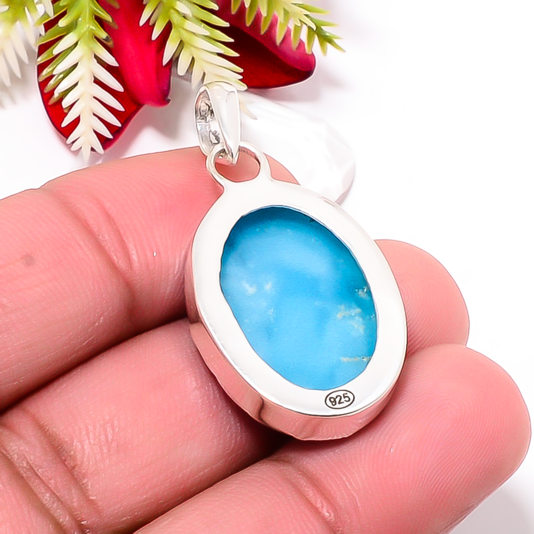 Hemimorphite - Vieille Montagne 925 Solid Sterling Silver Pendant