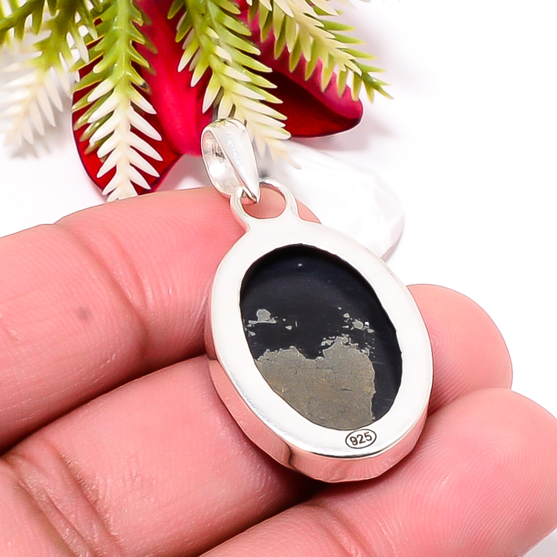 Healer'S Gold Pyrite In Magnetite 925 Solid Sterling Silver Pendant