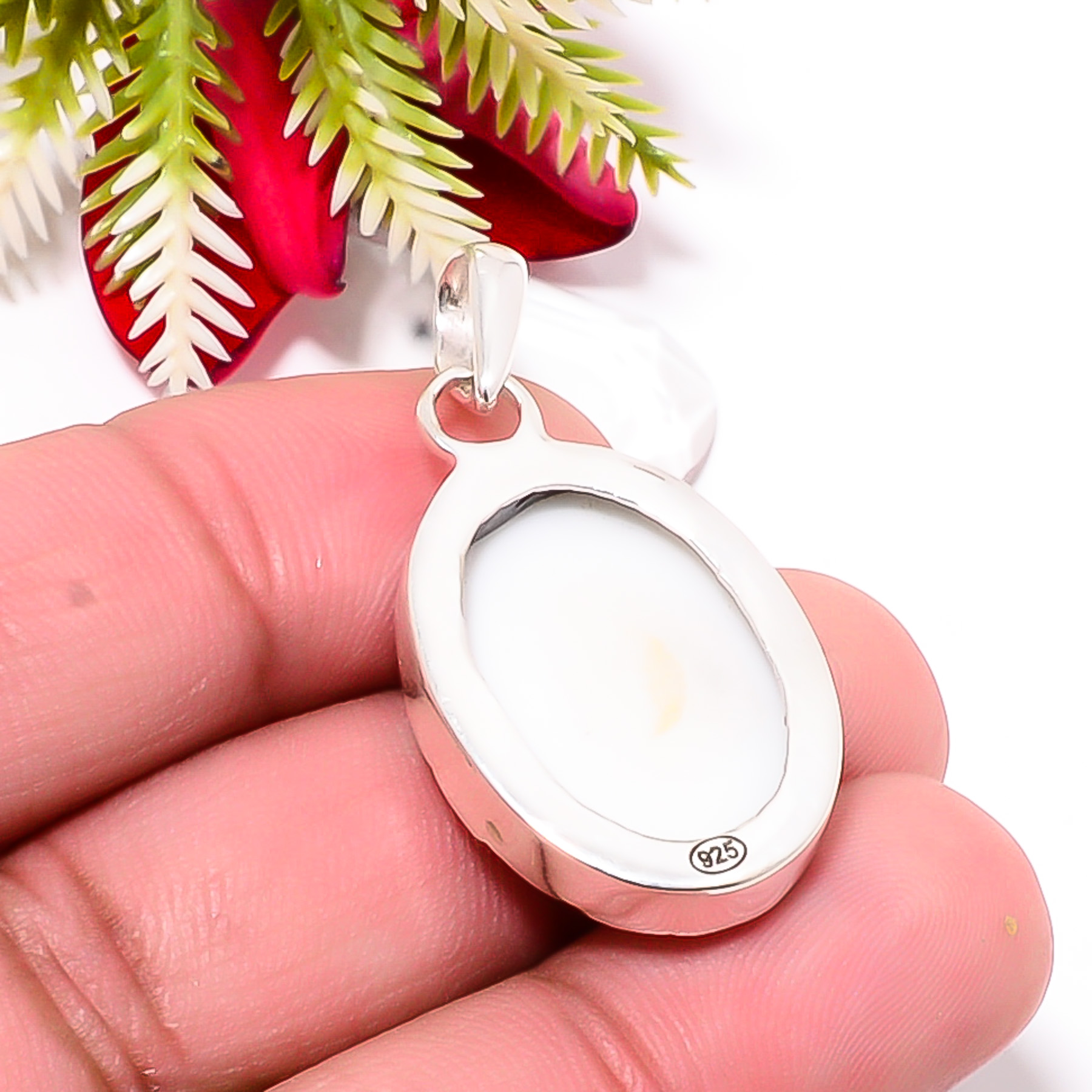 White Coral - Simulated 925 Solid Sterling Silver Pendant