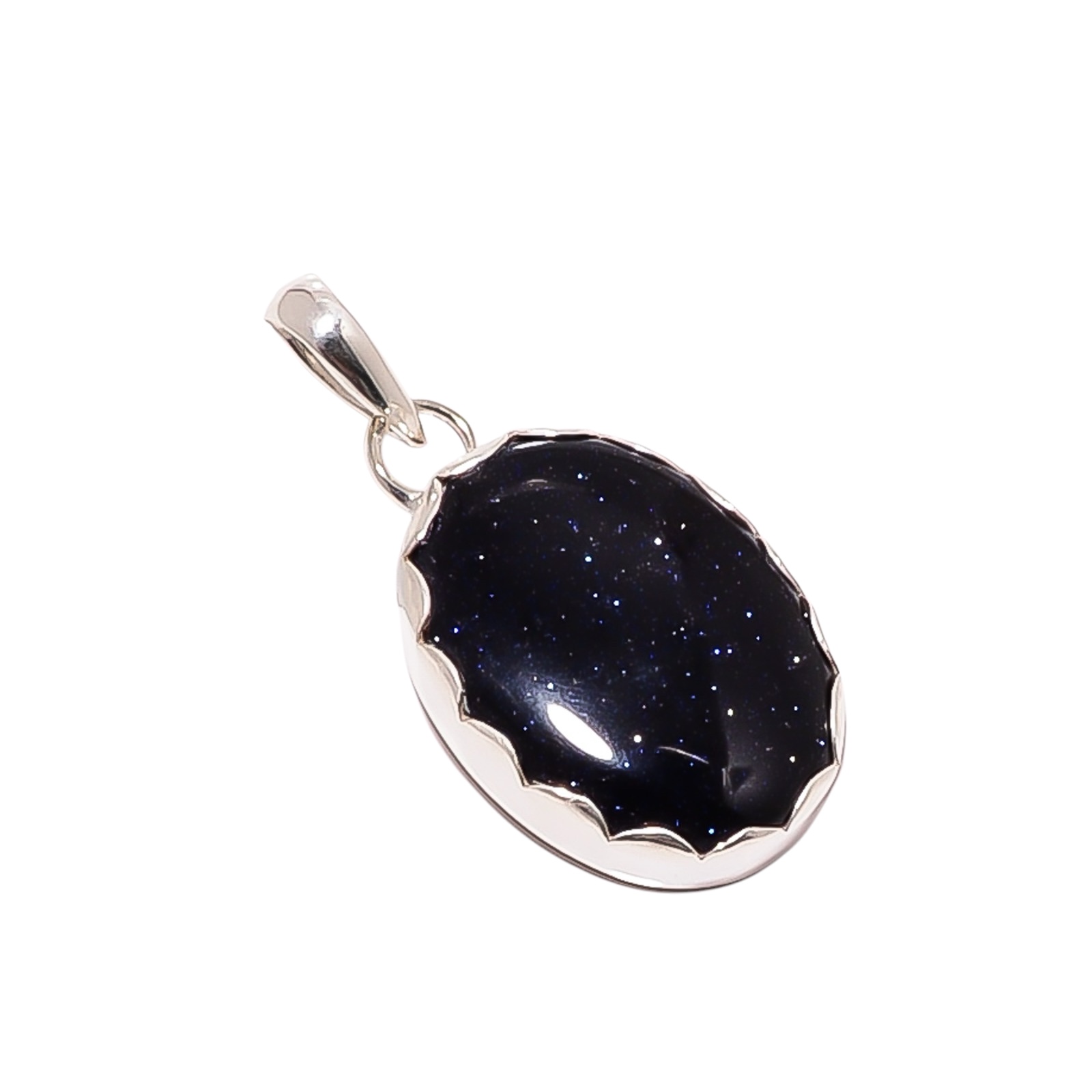 Blue Sunstone - Simulated 925 Solid Sterling Silver Pendant