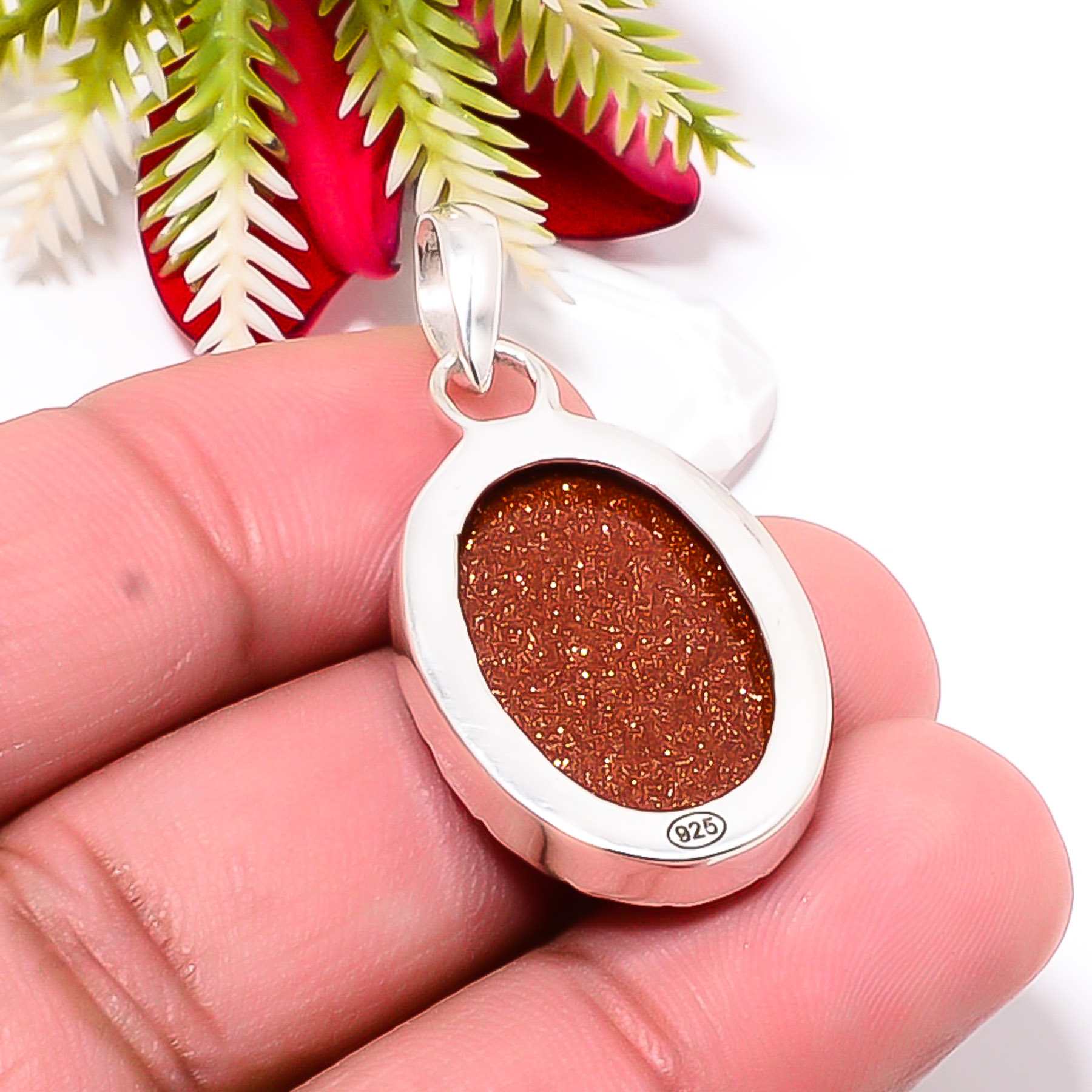 Golden Sunstone - Simulated 925 Solid Sterling Silver Pendant