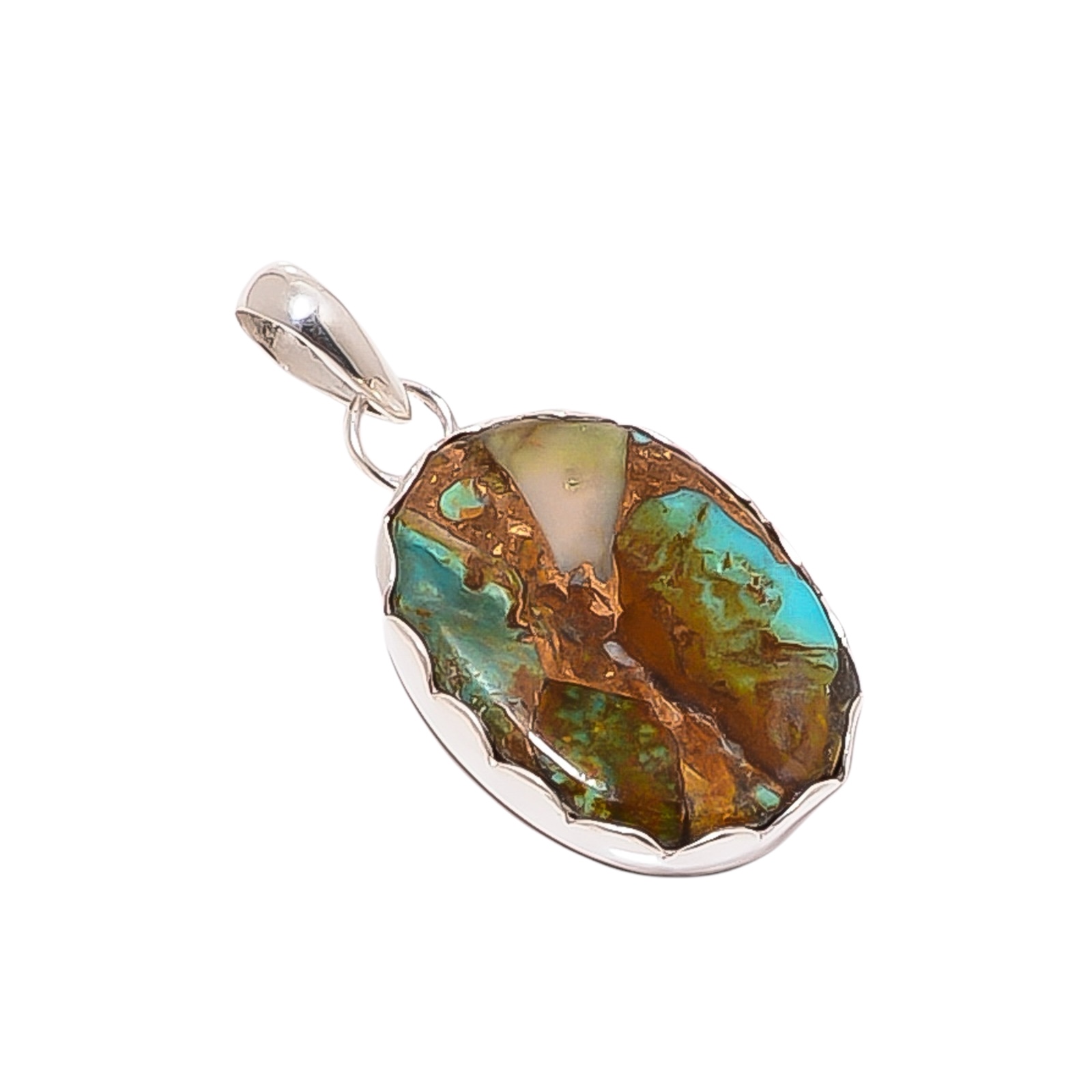 Copper Turquoise - Pilot Mountain 925 Solid Sterling Silver Pendant