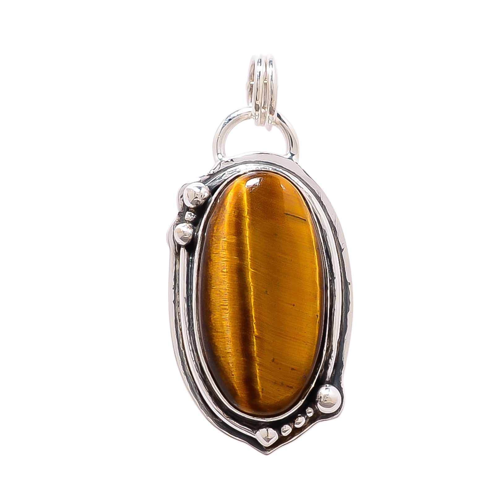 Yellow Tiger Eye - South Africa 925 Solid Sterling Silver Pendant
