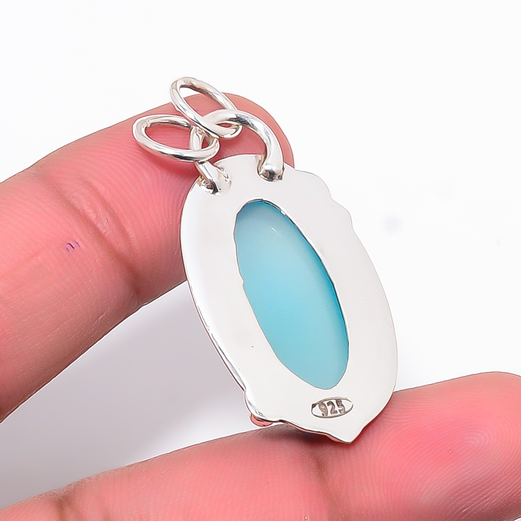 Chalcedony - Brazil 925 Solid Sterling Silver Pendant