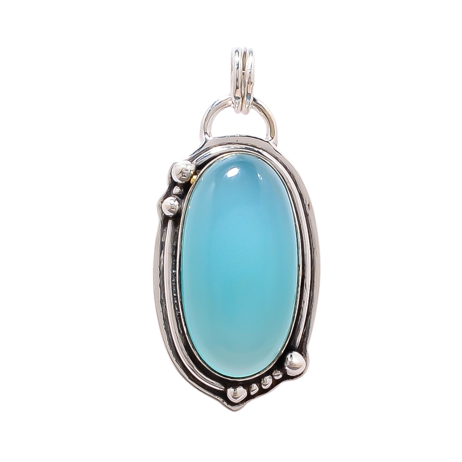 Chalcedony - Brazil 925 Solid Sterling Silver Pendant