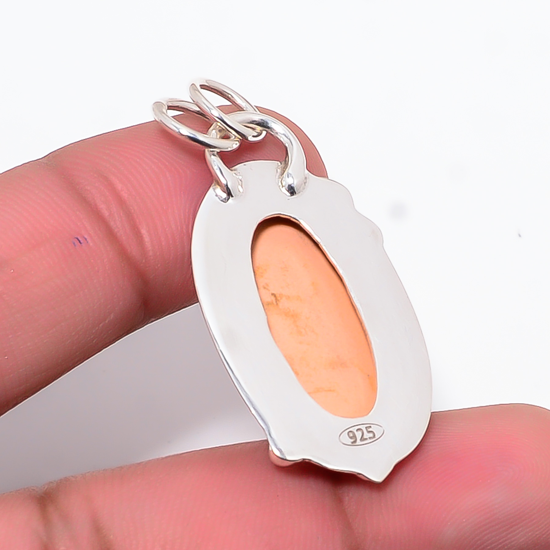 Pink Opal - Simulated 925 Solid Sterling Silver Pendant