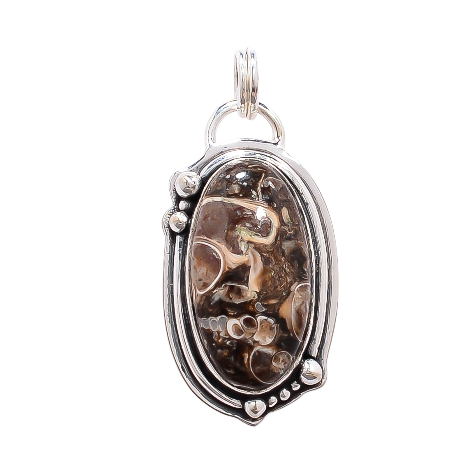 Turritella Agate - Wyoming 925 Solid Sterling Silver Pendant