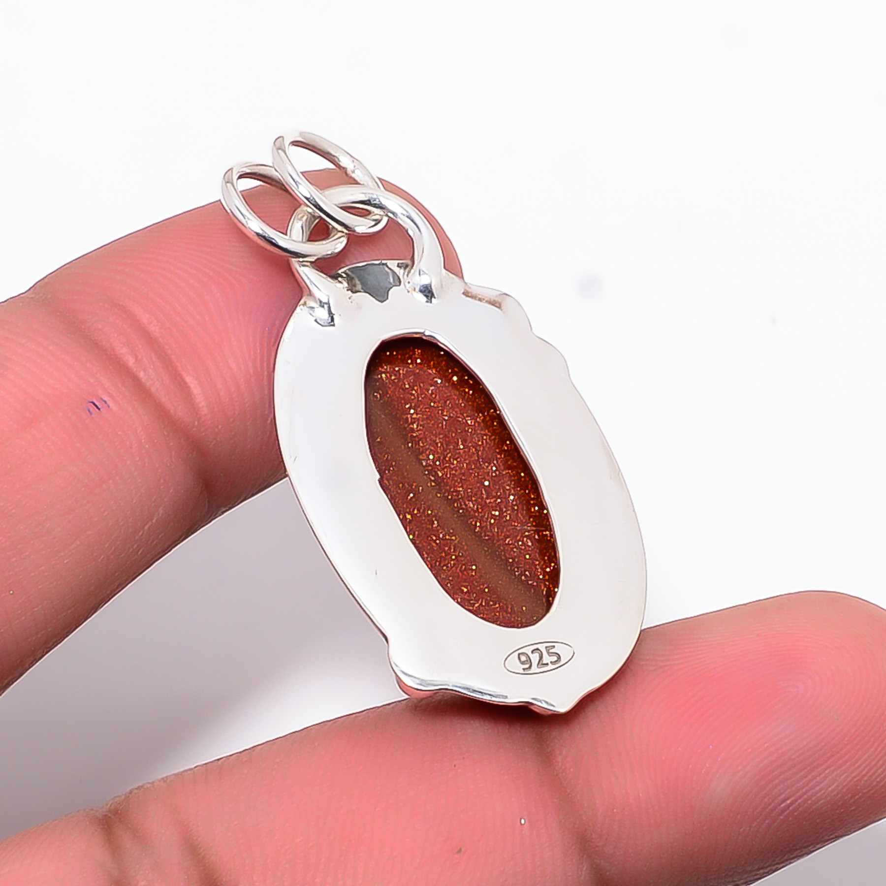 Golden Sunstone - Simulated 925 Solid Sterling Silver Pendant
