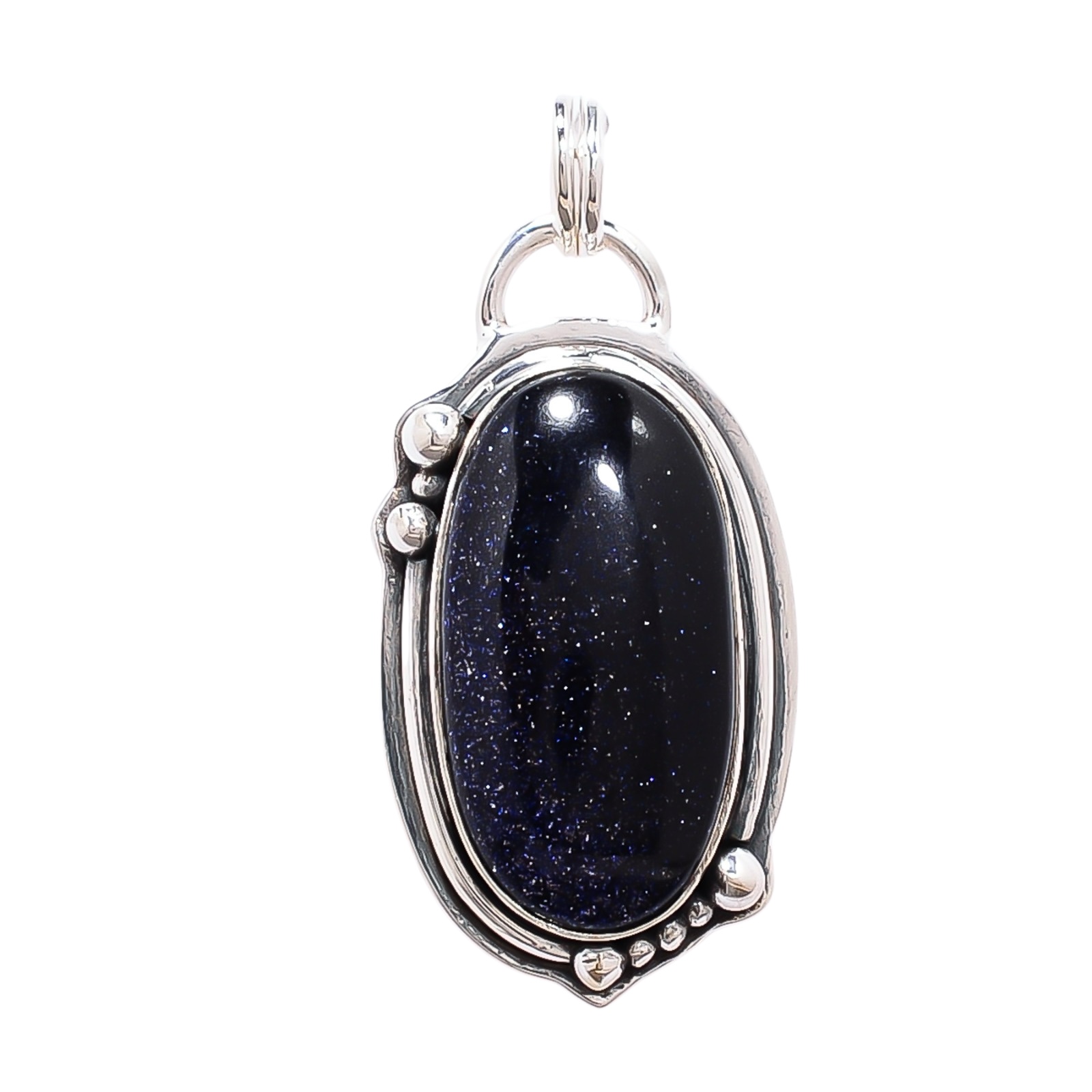 Blue Sunstone - Simulated 925 Solid Sterling Silver Pendant