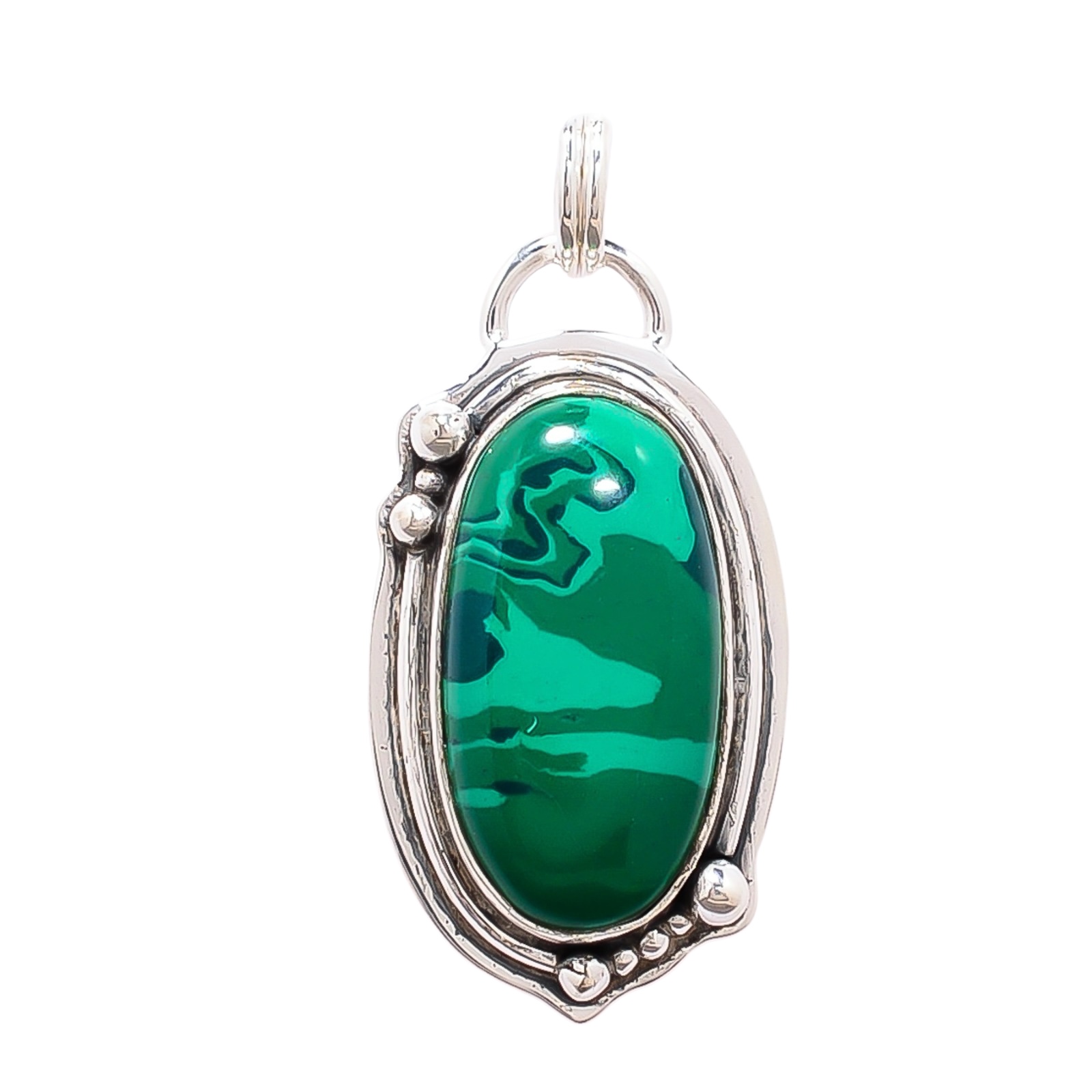 Malachite - Simulated 925 Solid Sterling Silver Pendant