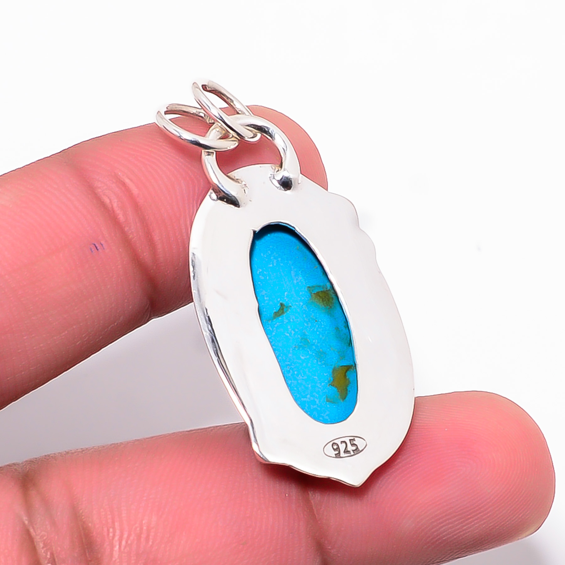 Sleeping Beauty Turquoise - Simulated 925 Solid Sterling Silver Pendant