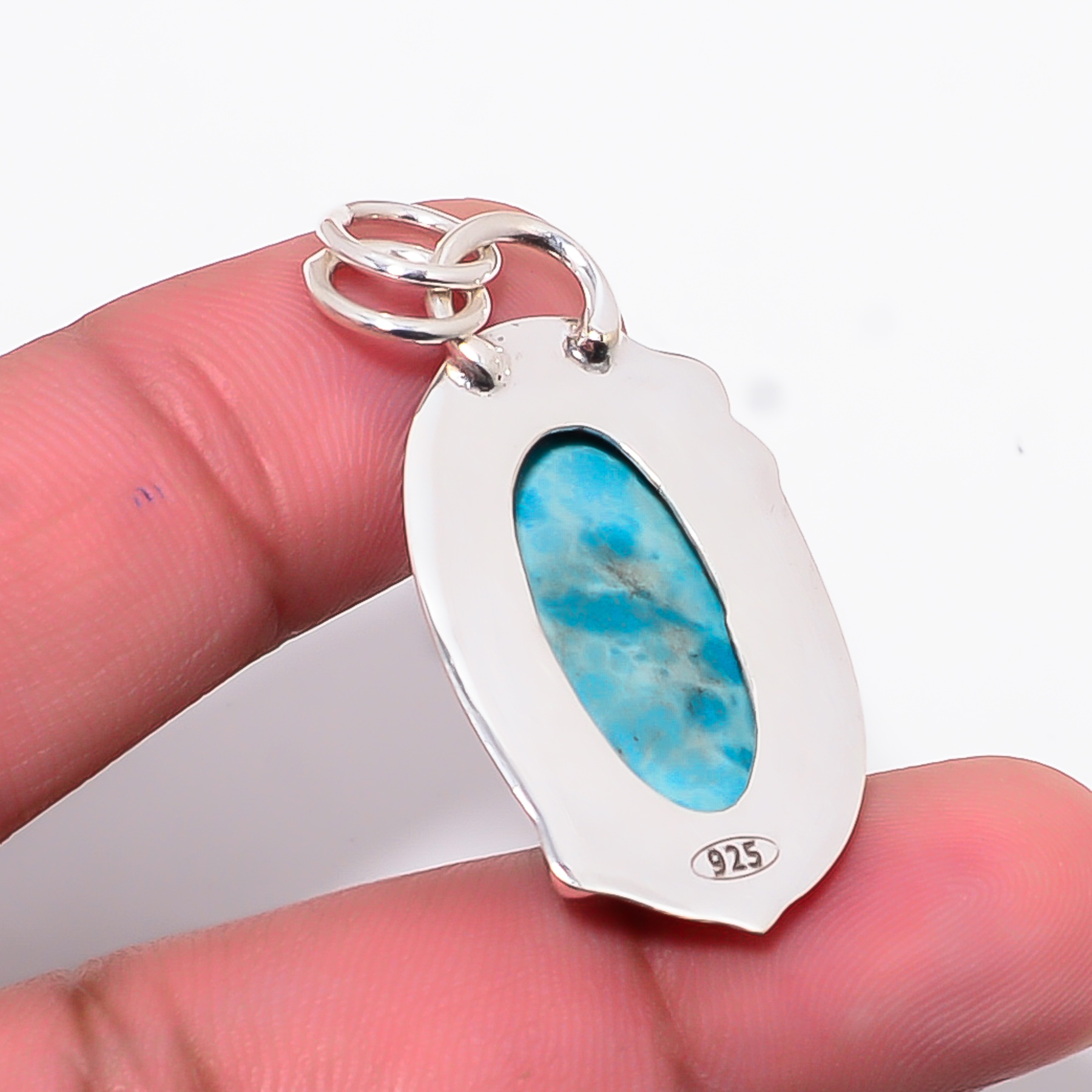 Larimar - Simulated 925 Solid Sterling Silver Pendant