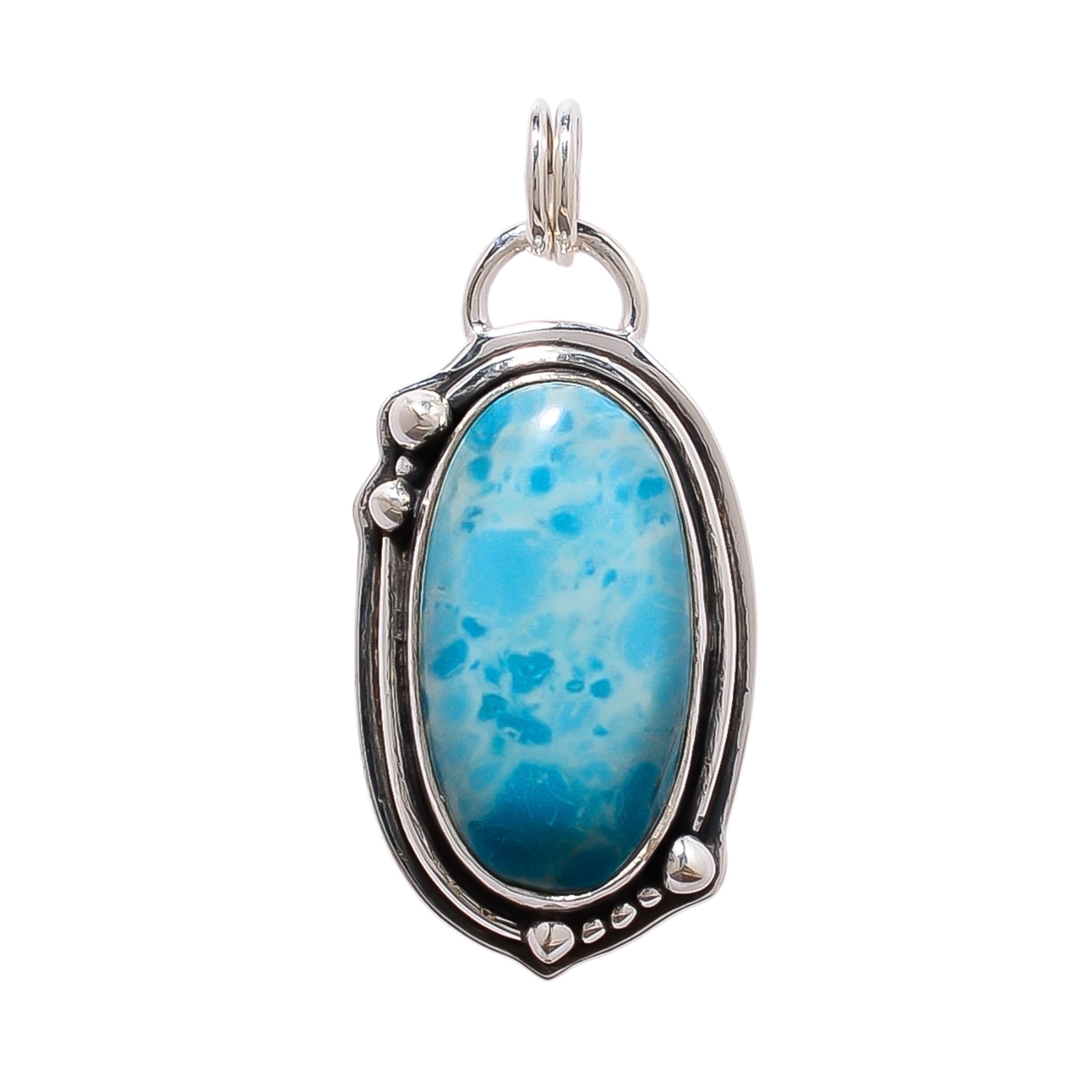 Larimar - Simulated 925 Solid Sterling Silver Pendant