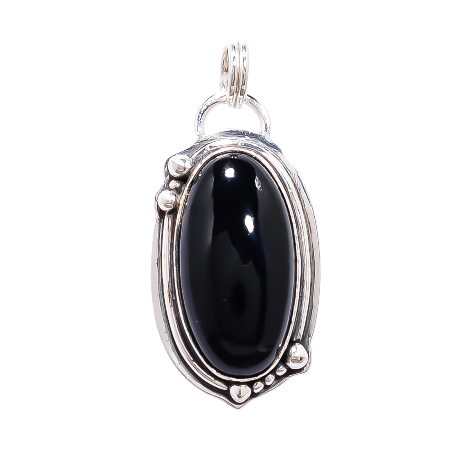 Black Onyx - Brazil 925 Solid Sterling Silver Pendant