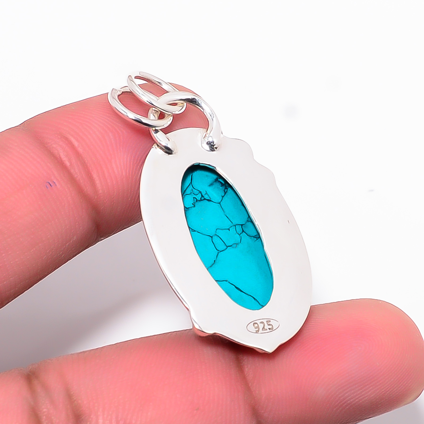 Santa Rosa Copper Turquoise - Simulated 925 Solid Sterling Silver Pendant